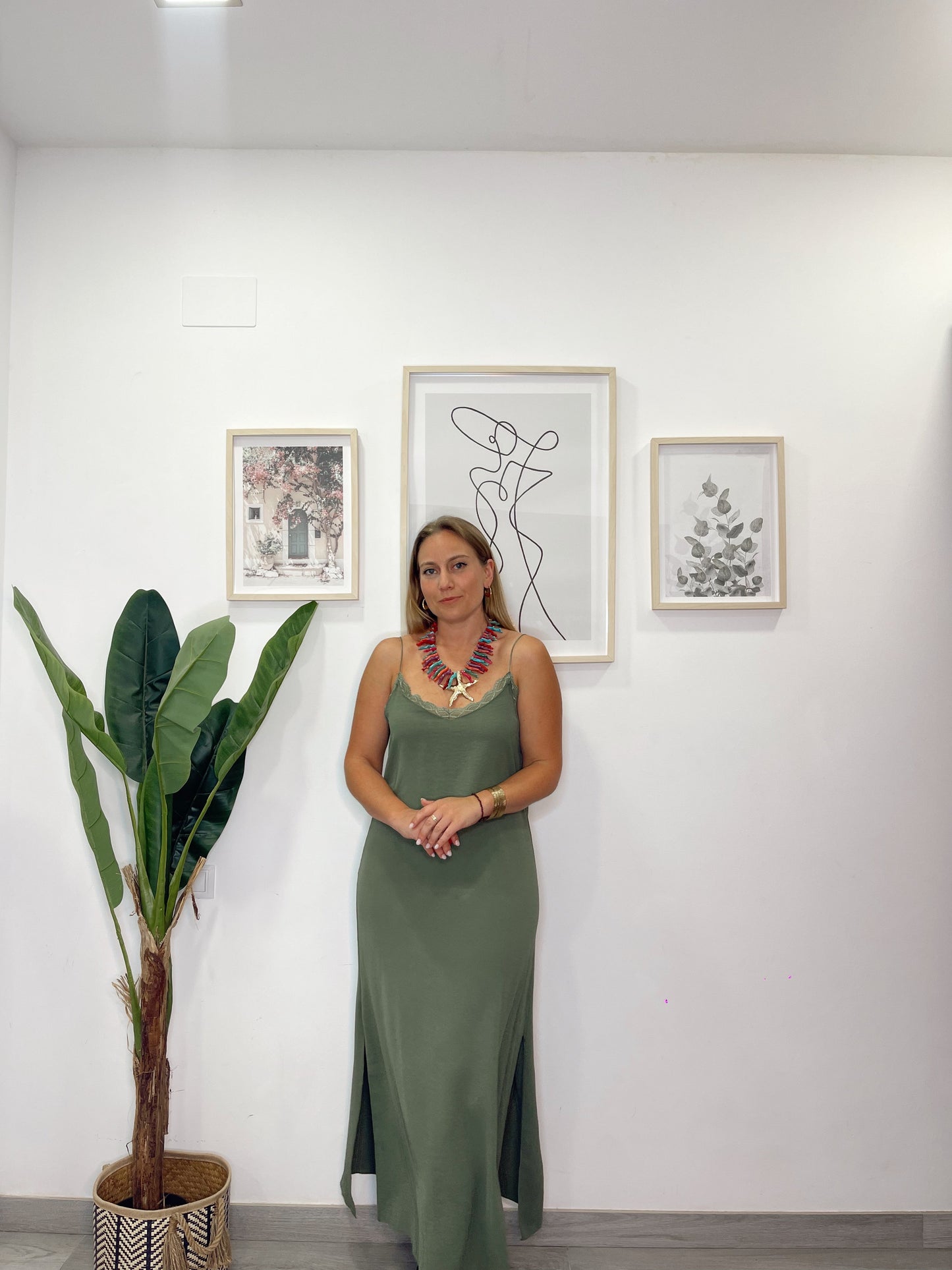 Vestido lencero verde