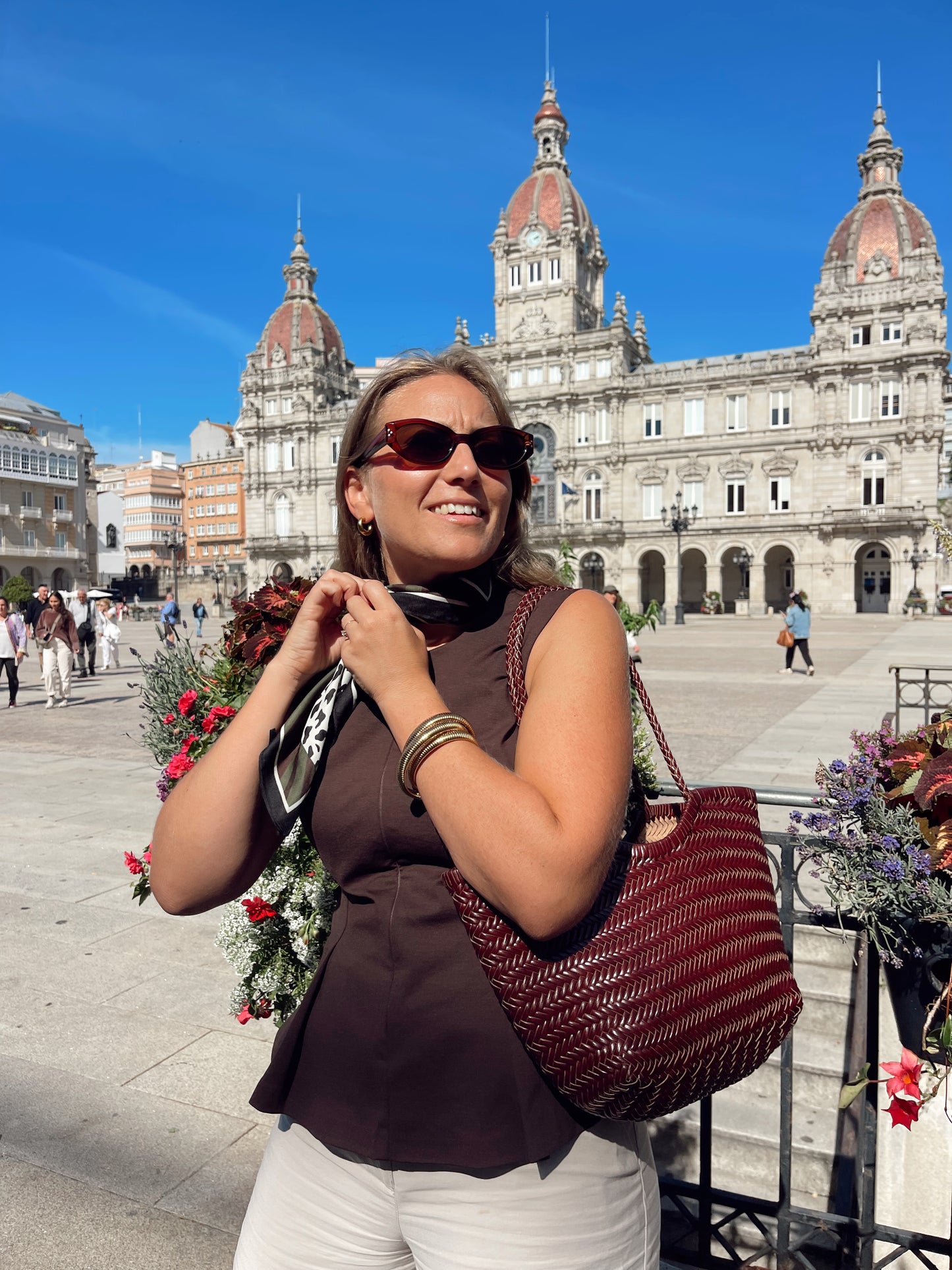 Bolso piel trenzado con neceser interior