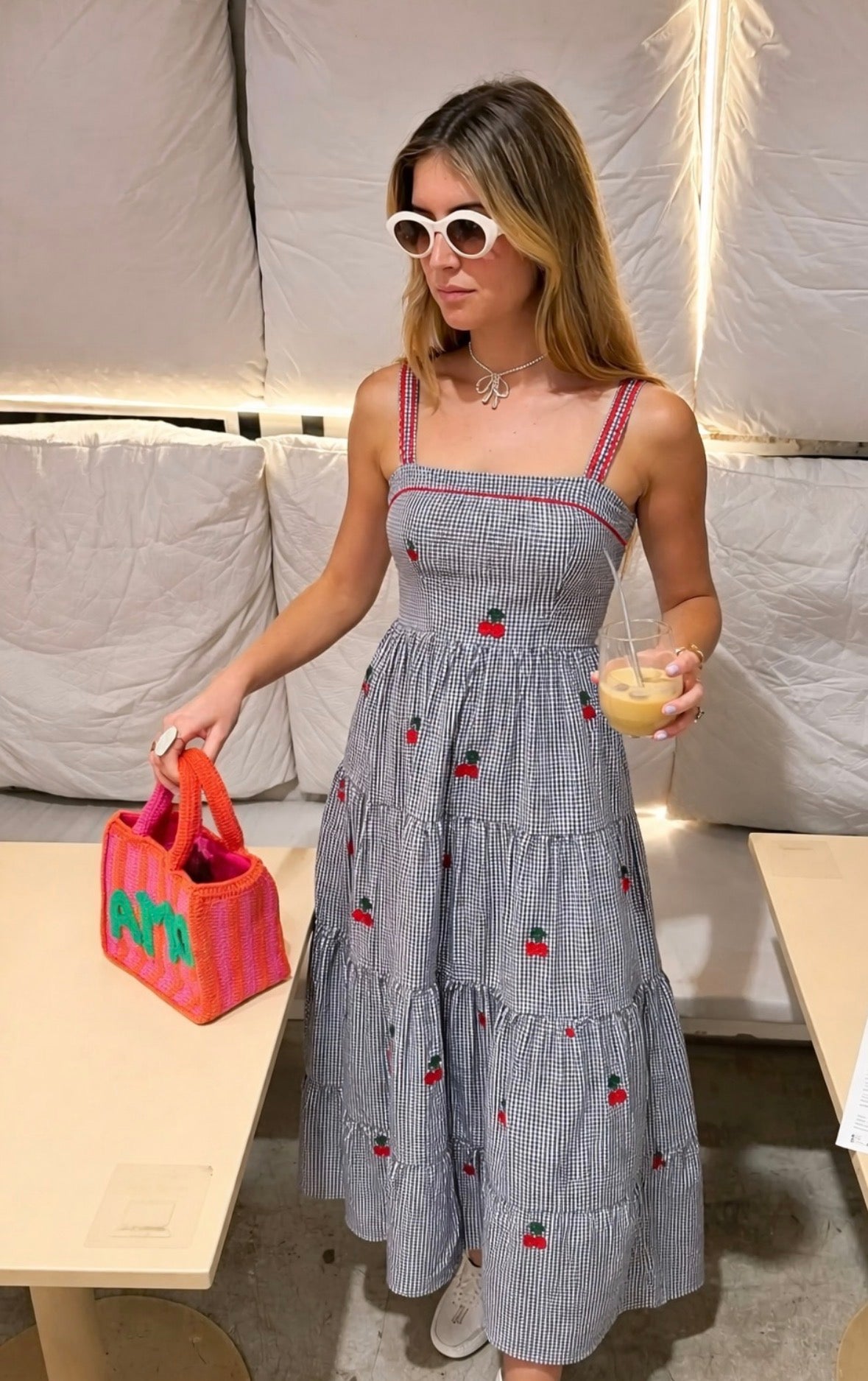 Vestido Vichy bordado cerezas