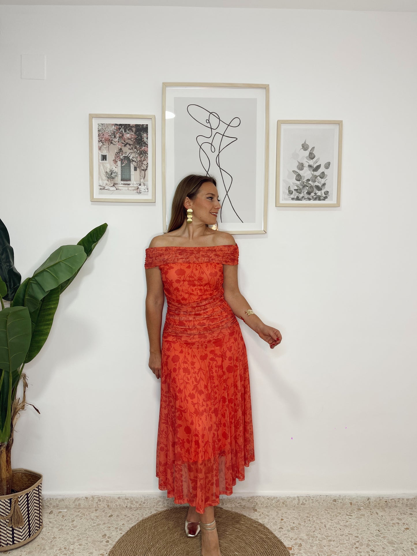 Vestido tul drapeado palabra honor