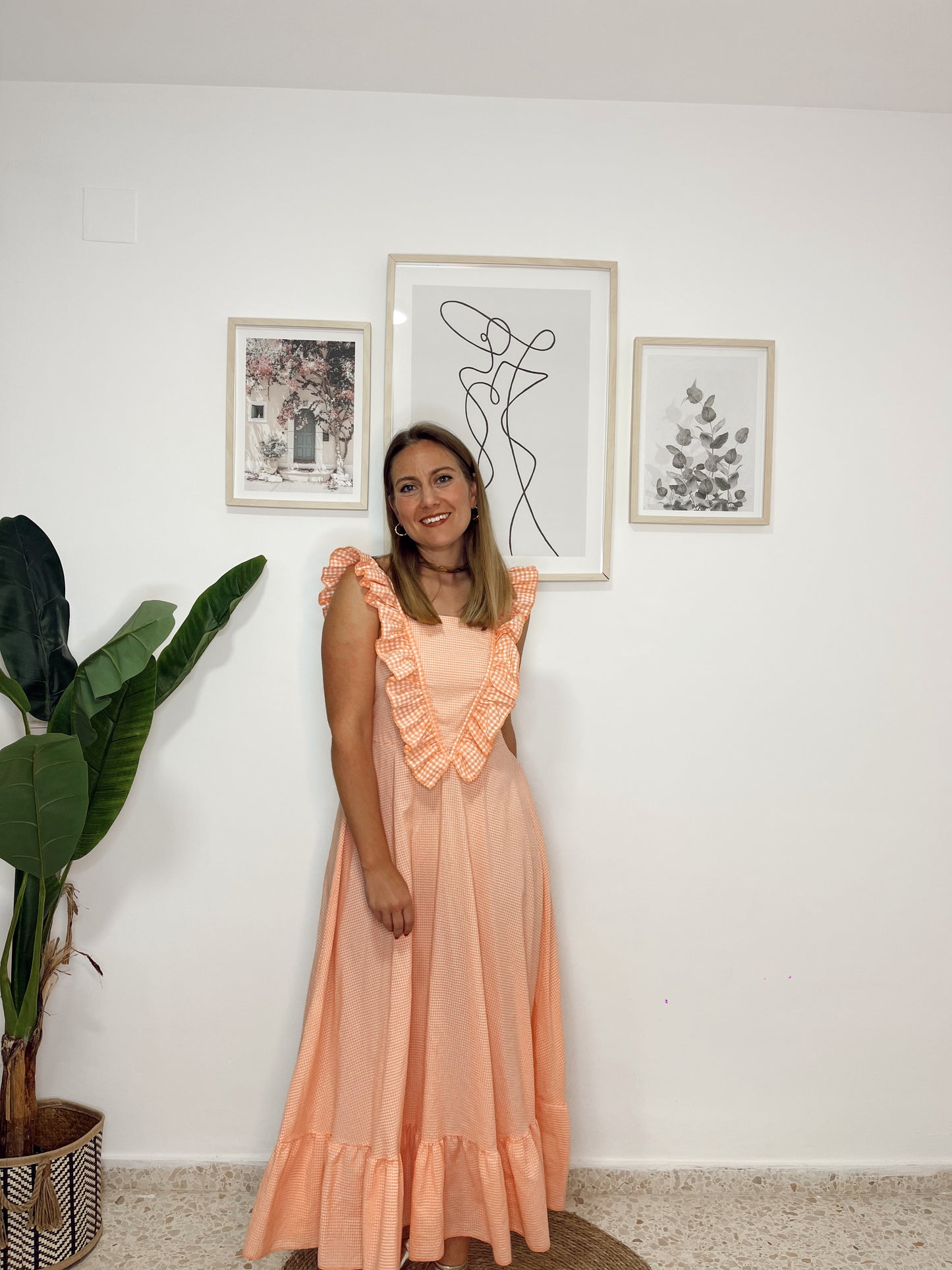 Vestido vichy salmon