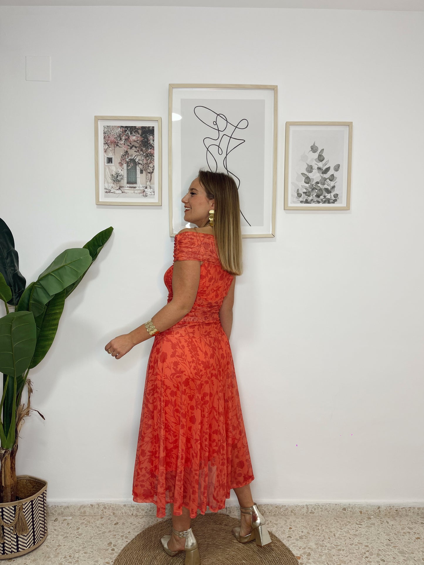Vestido tul drapeado palabra honor