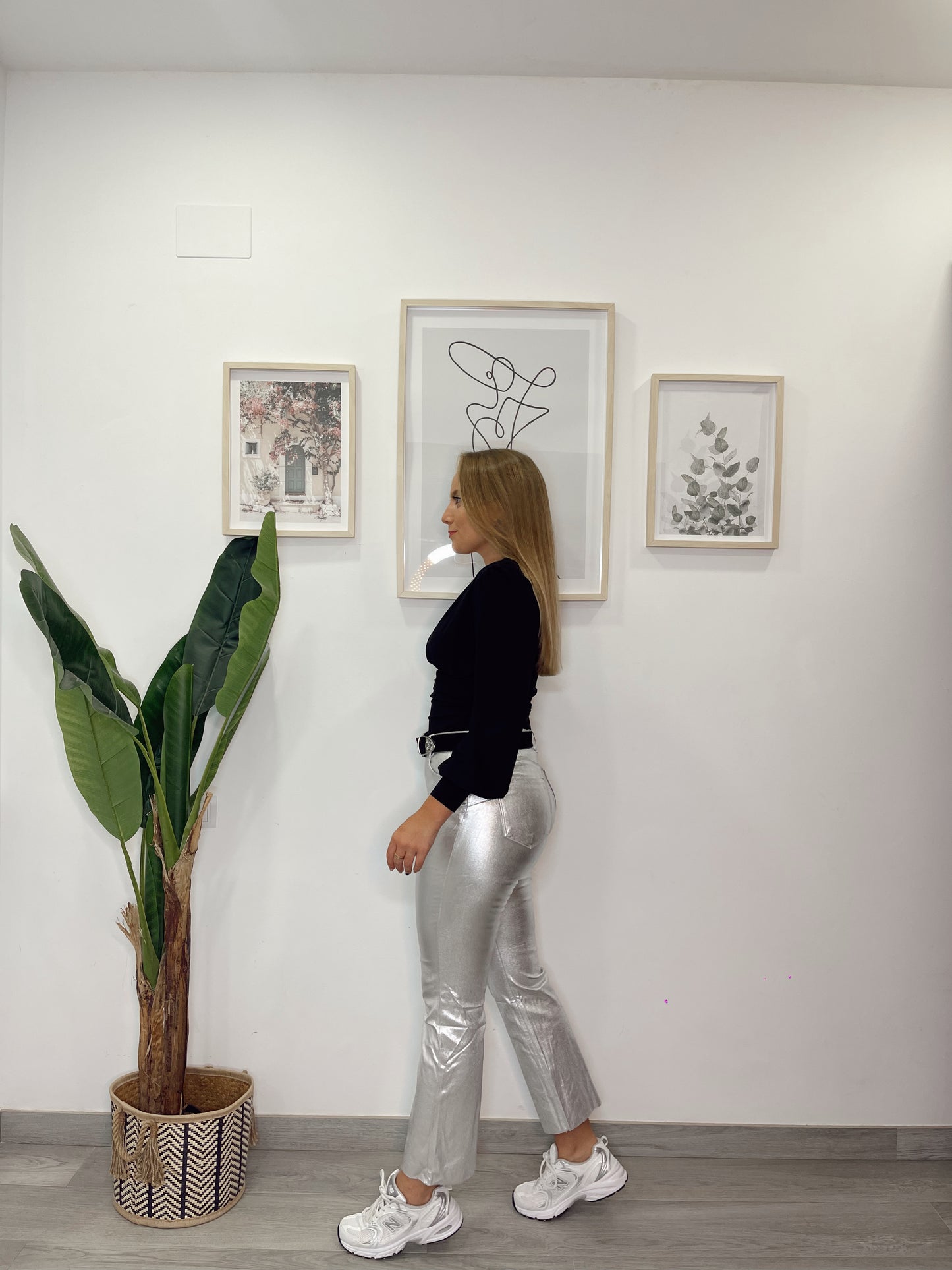 Pantalon metalizado plateado