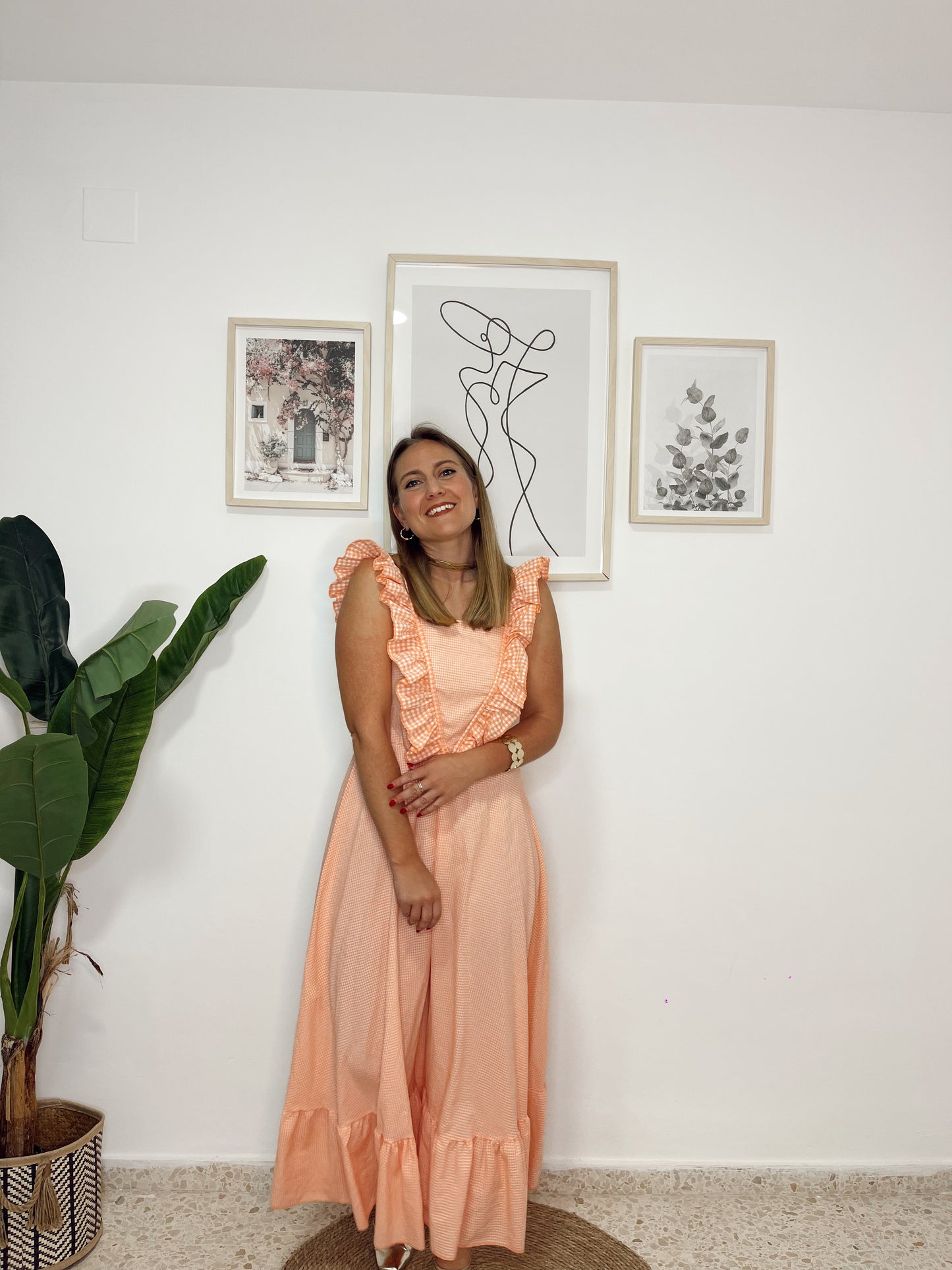 Vestido vichy salmon