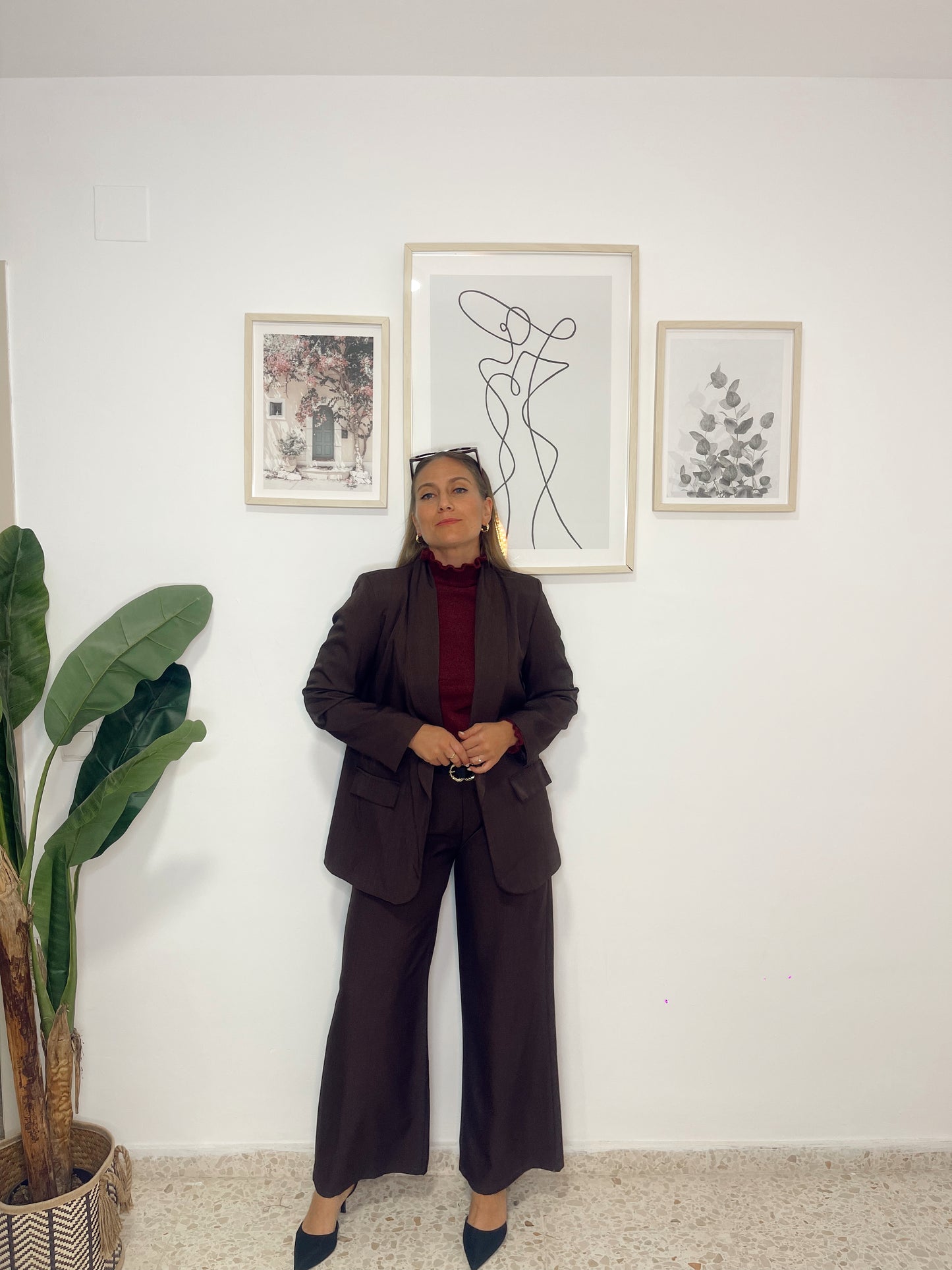 Conjunto traje de chaqueta marrón