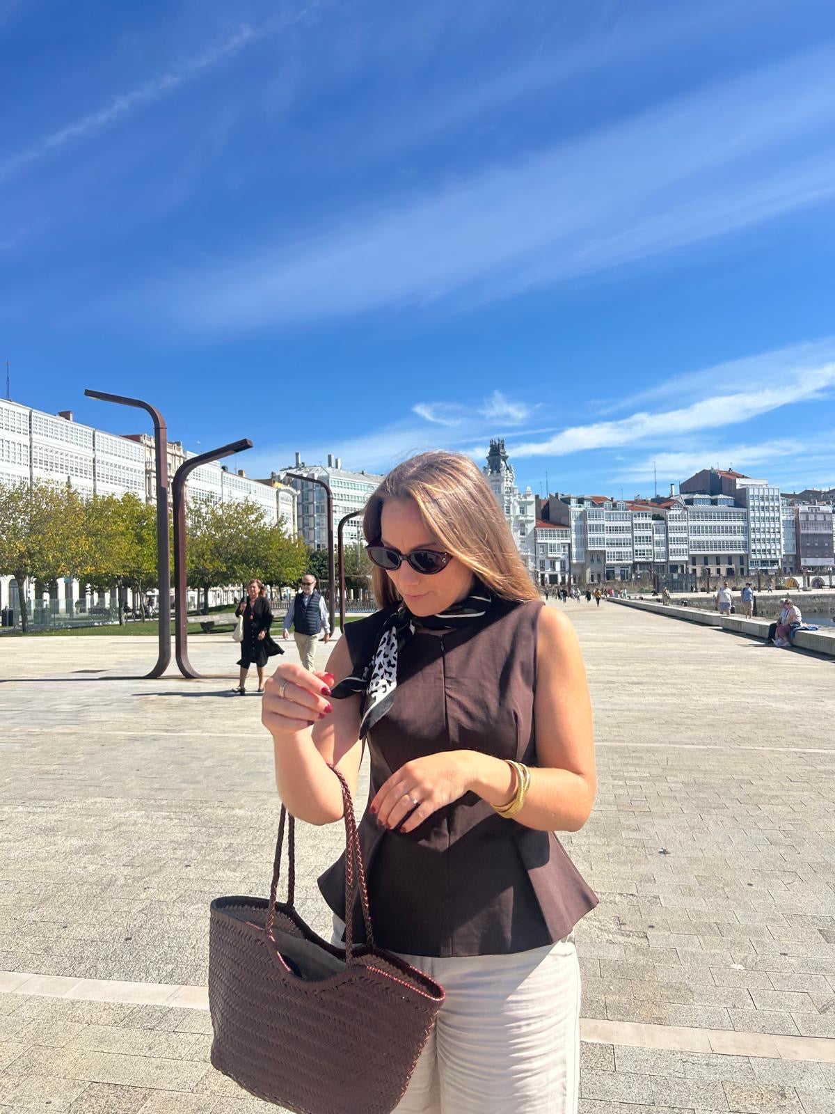 Bolso piel trenzado con neceser interior