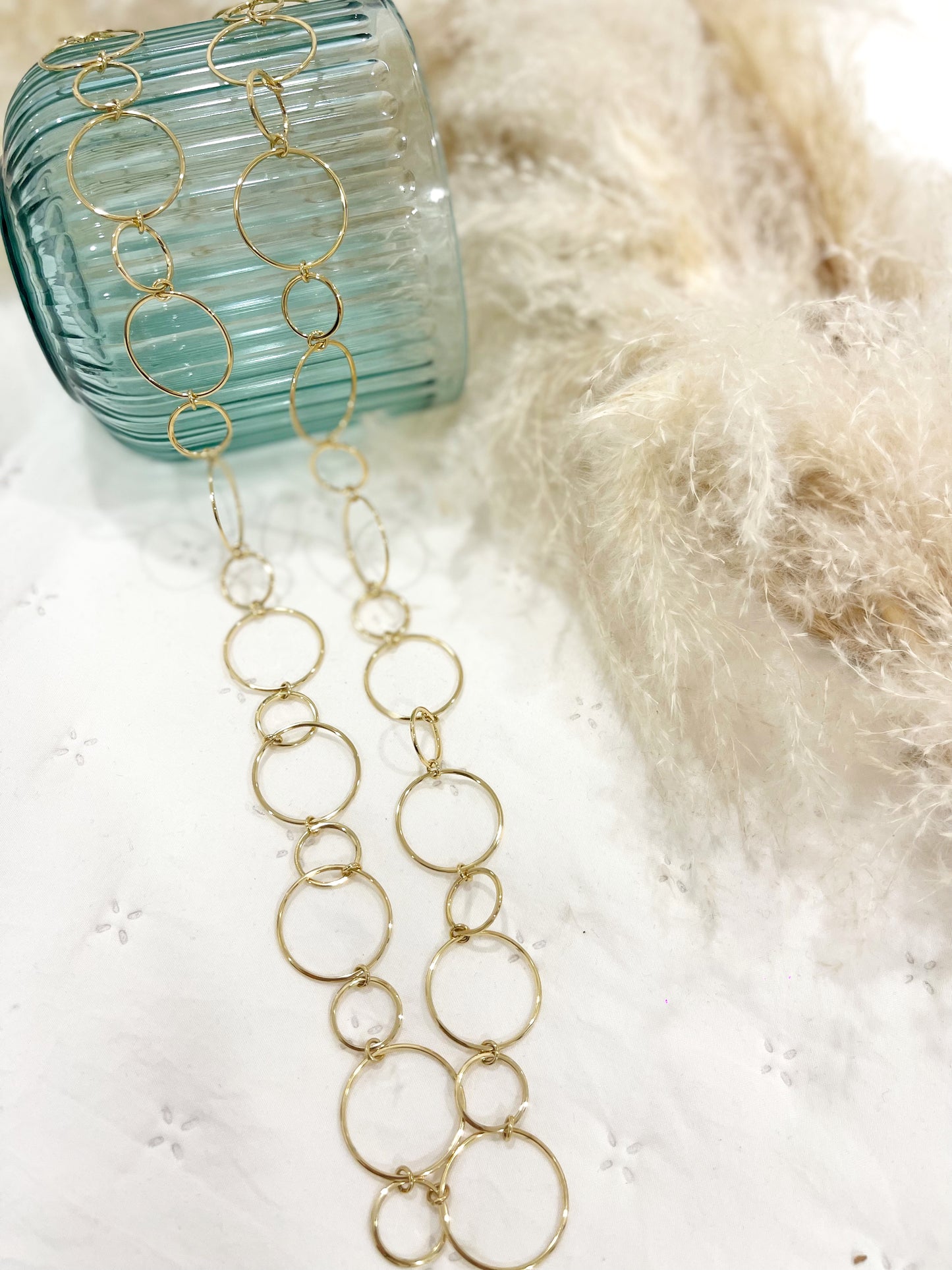 Collar largo aros en cadena
