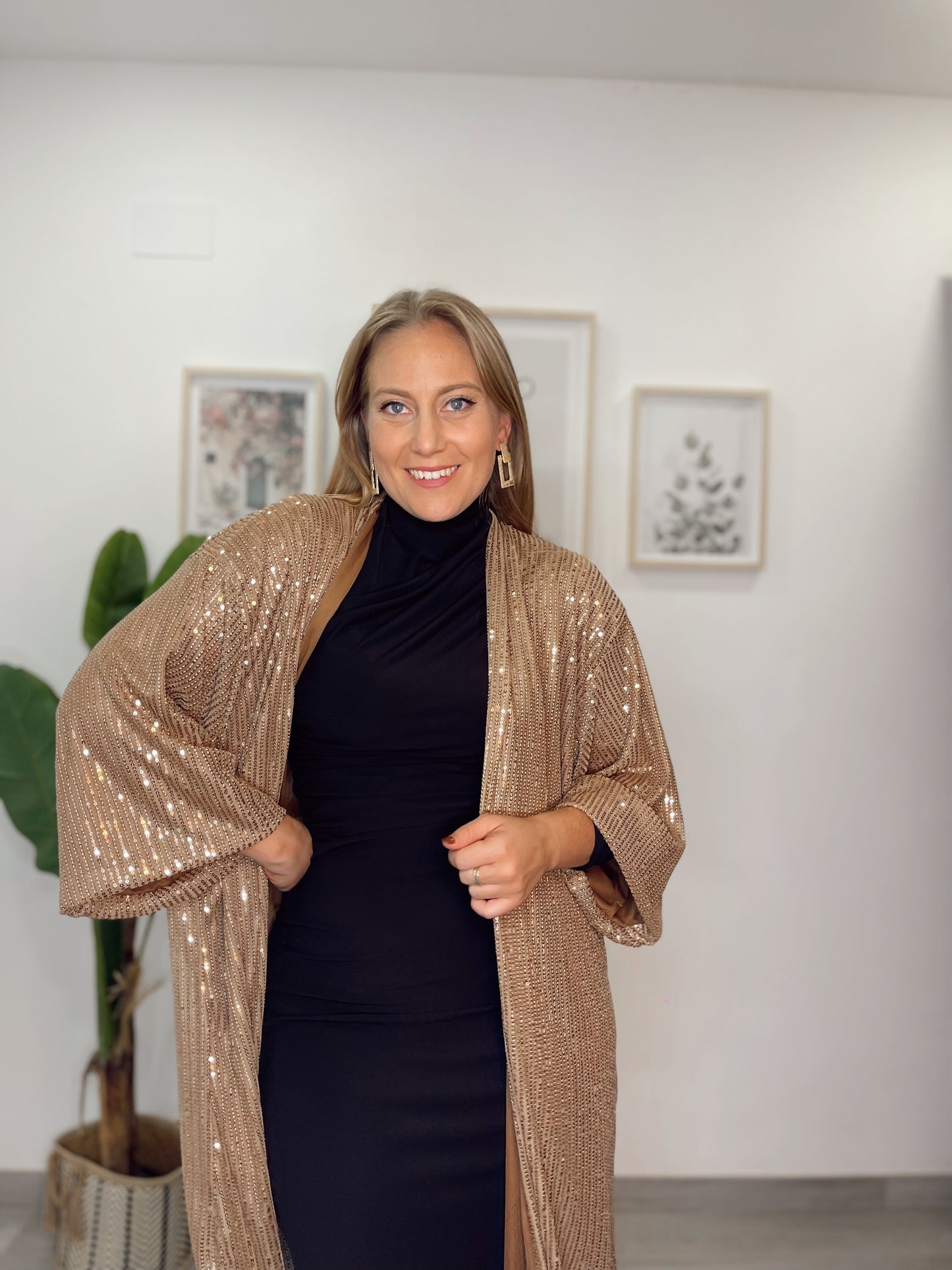 Chaqueta larga lentejuelas