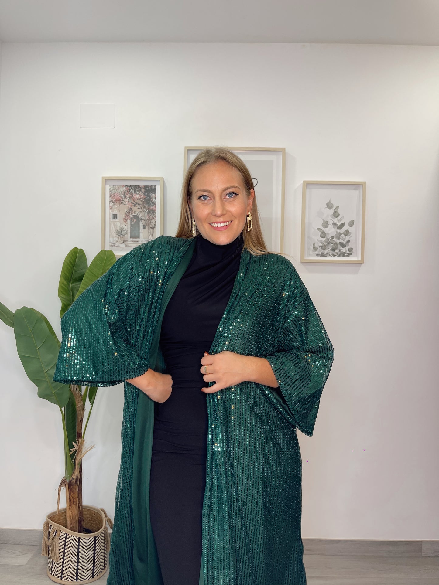 Chaqueta larga lentejuelas