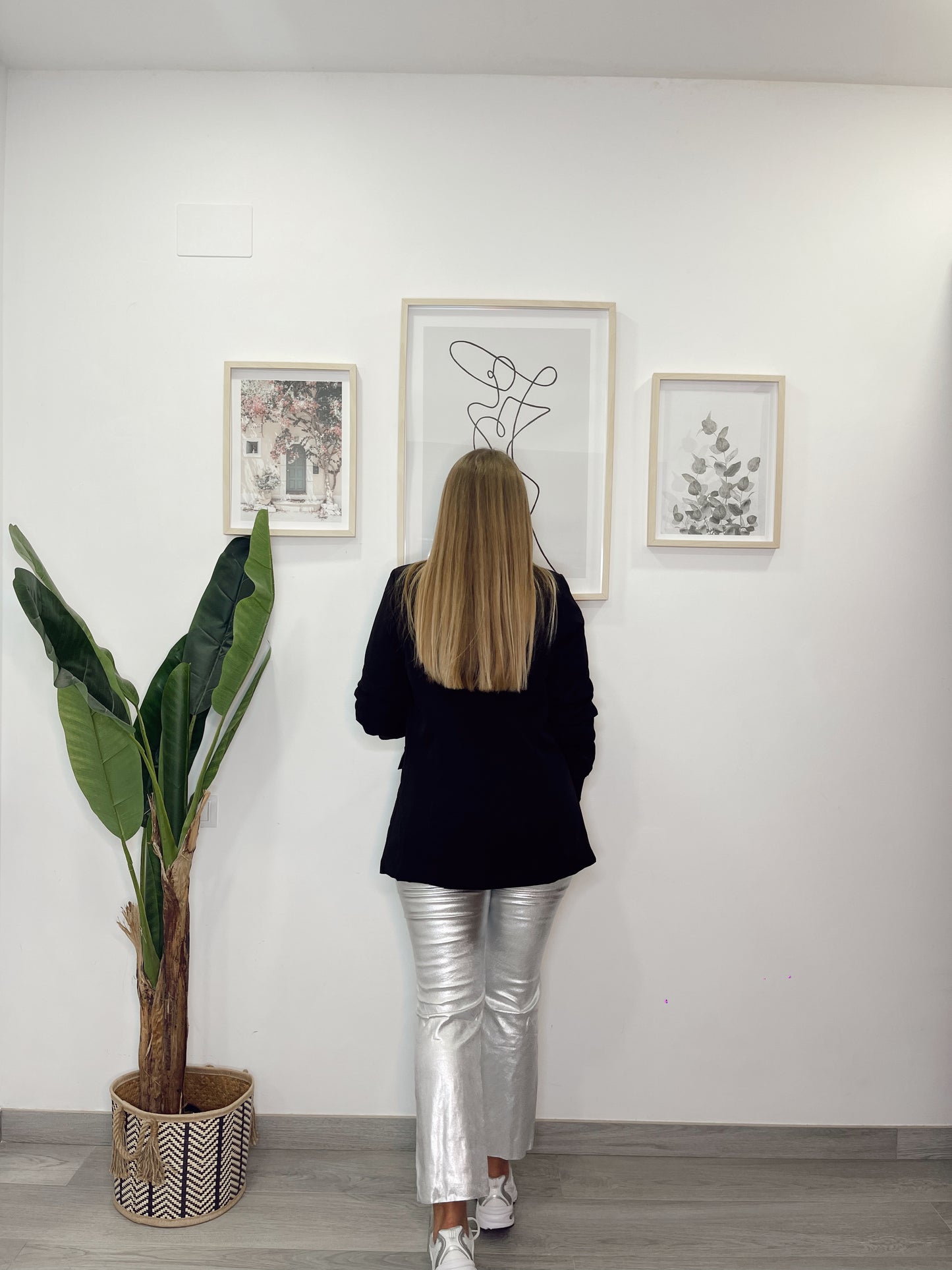 Pantalon metalizado plateado