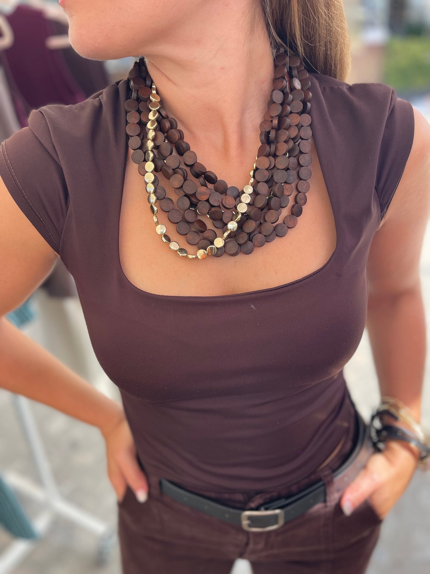 Collar discos madera