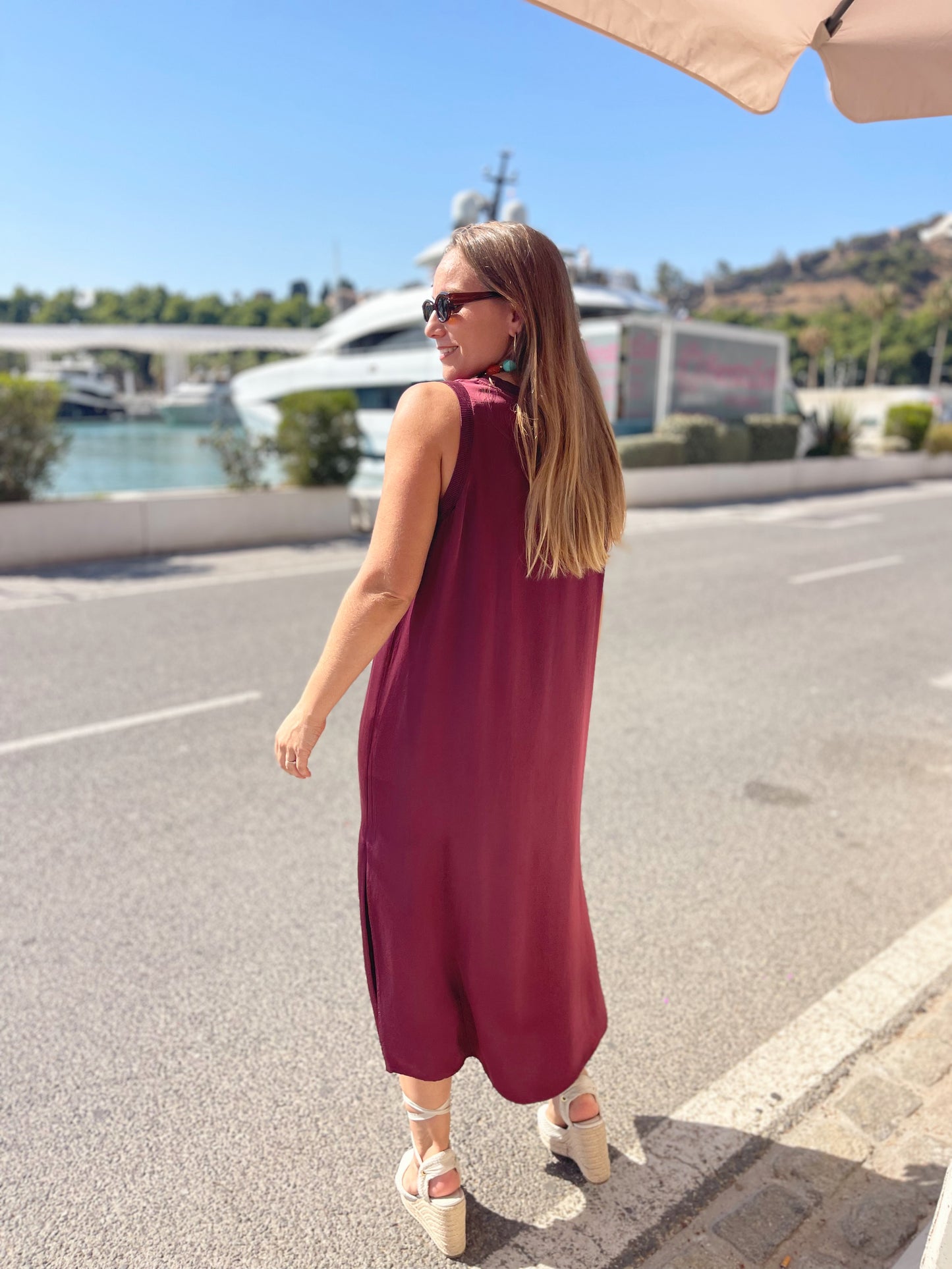 Vestido Luna burdeos