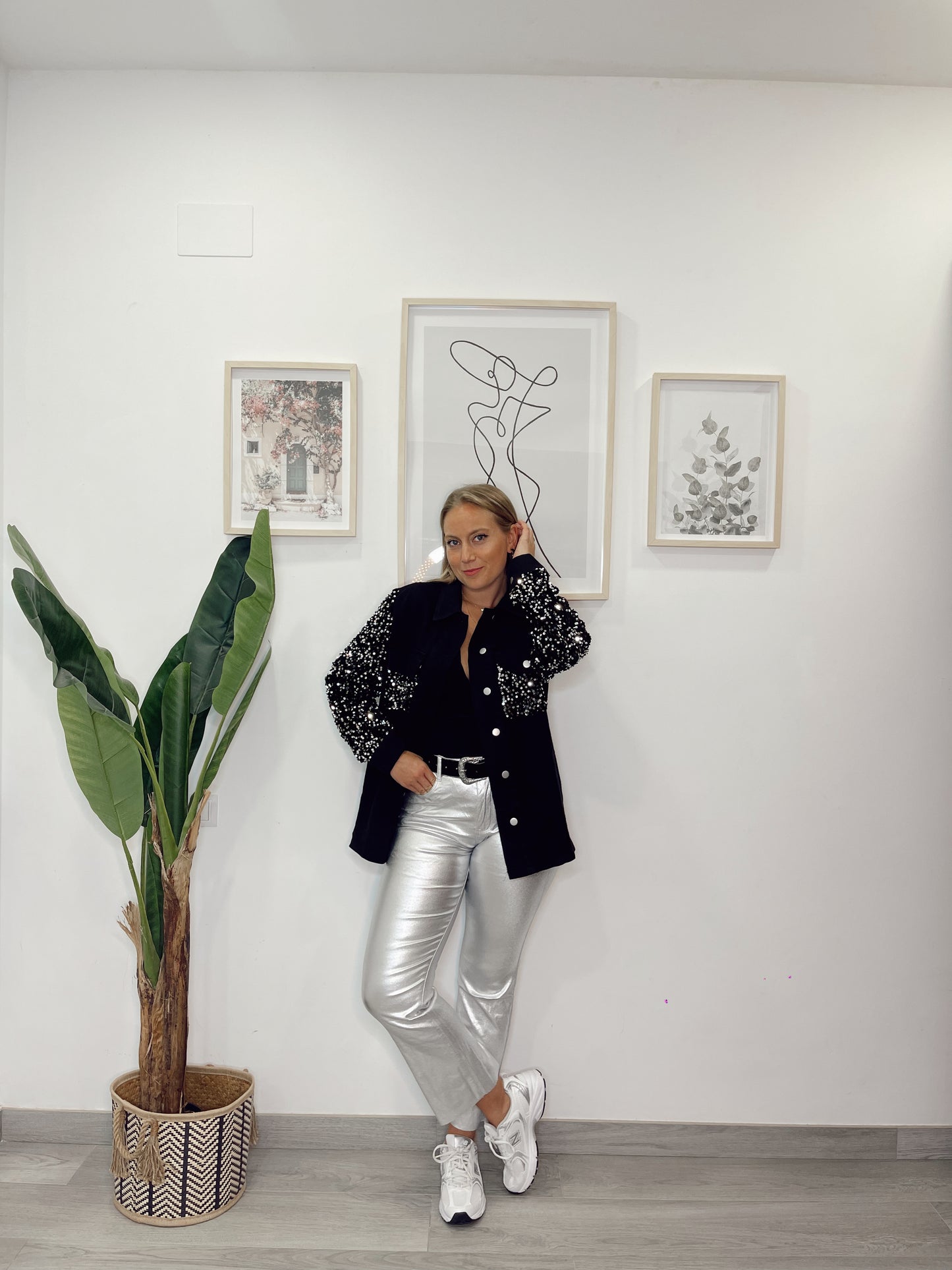 Pantalon metalizado plateado