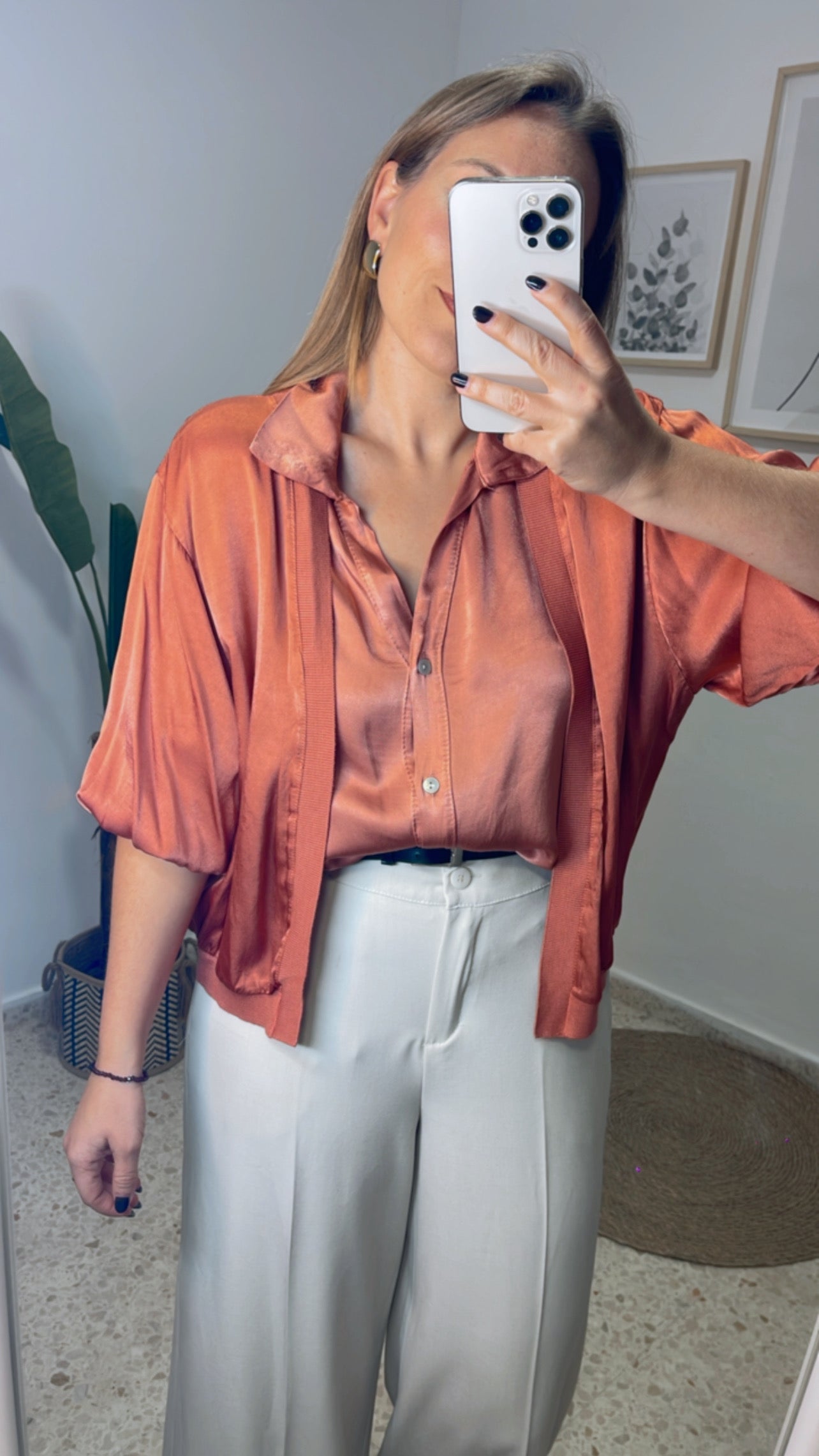 Chaqueta bomber saten coral