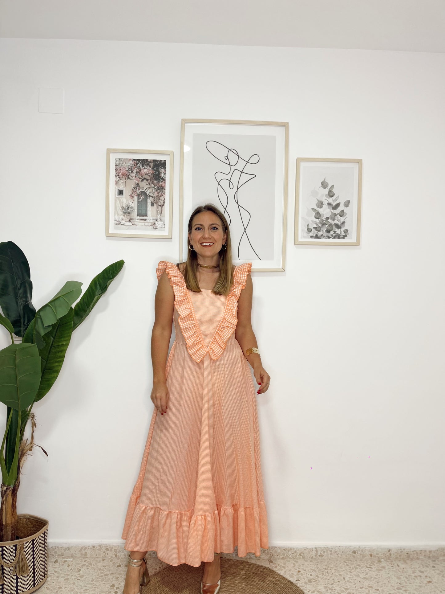 Vestido vichy salmon