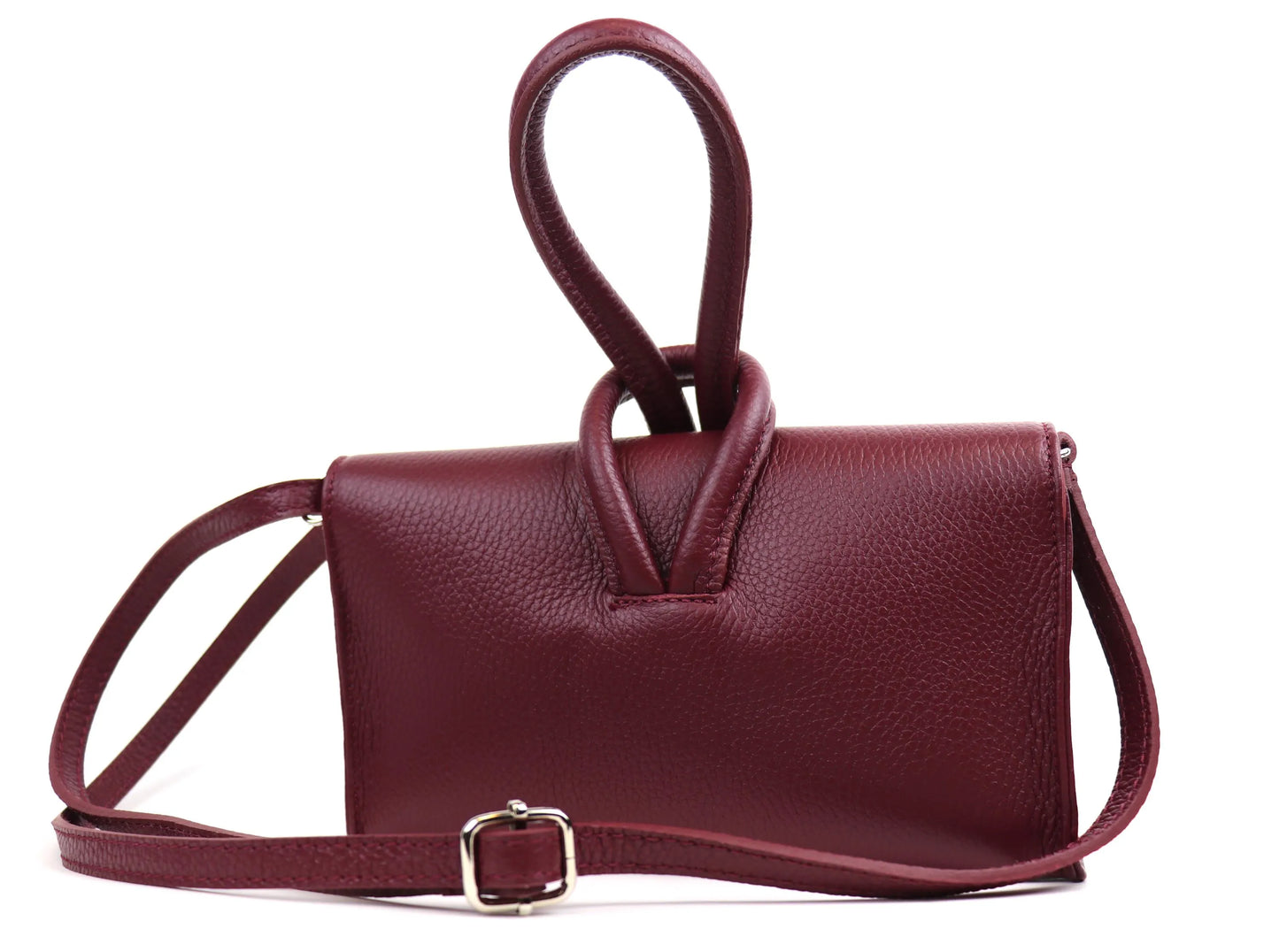 Bolso de mano y bandolera de piel burdeos