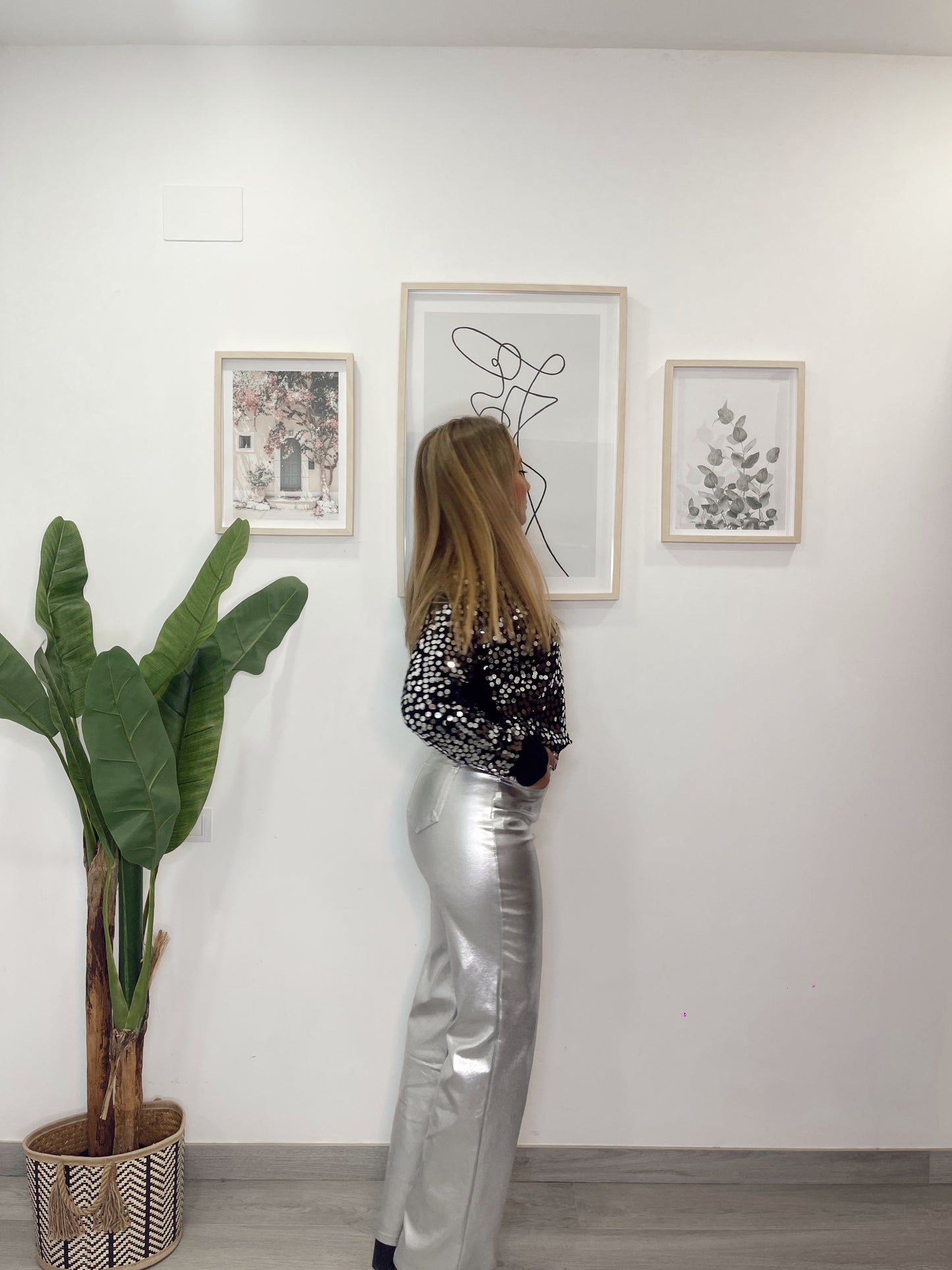 Pantalon metalizado wide leg