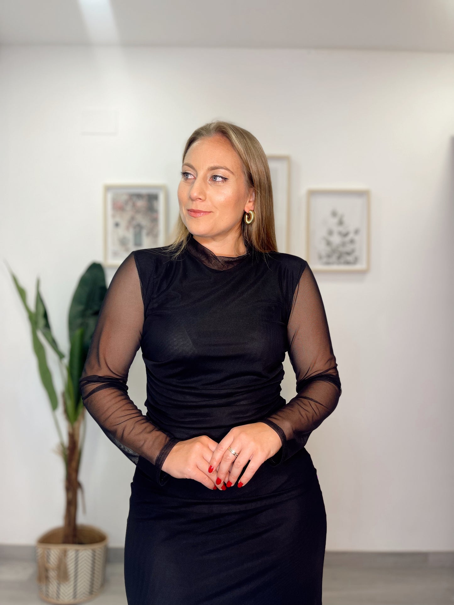 Vestido tul drapeado