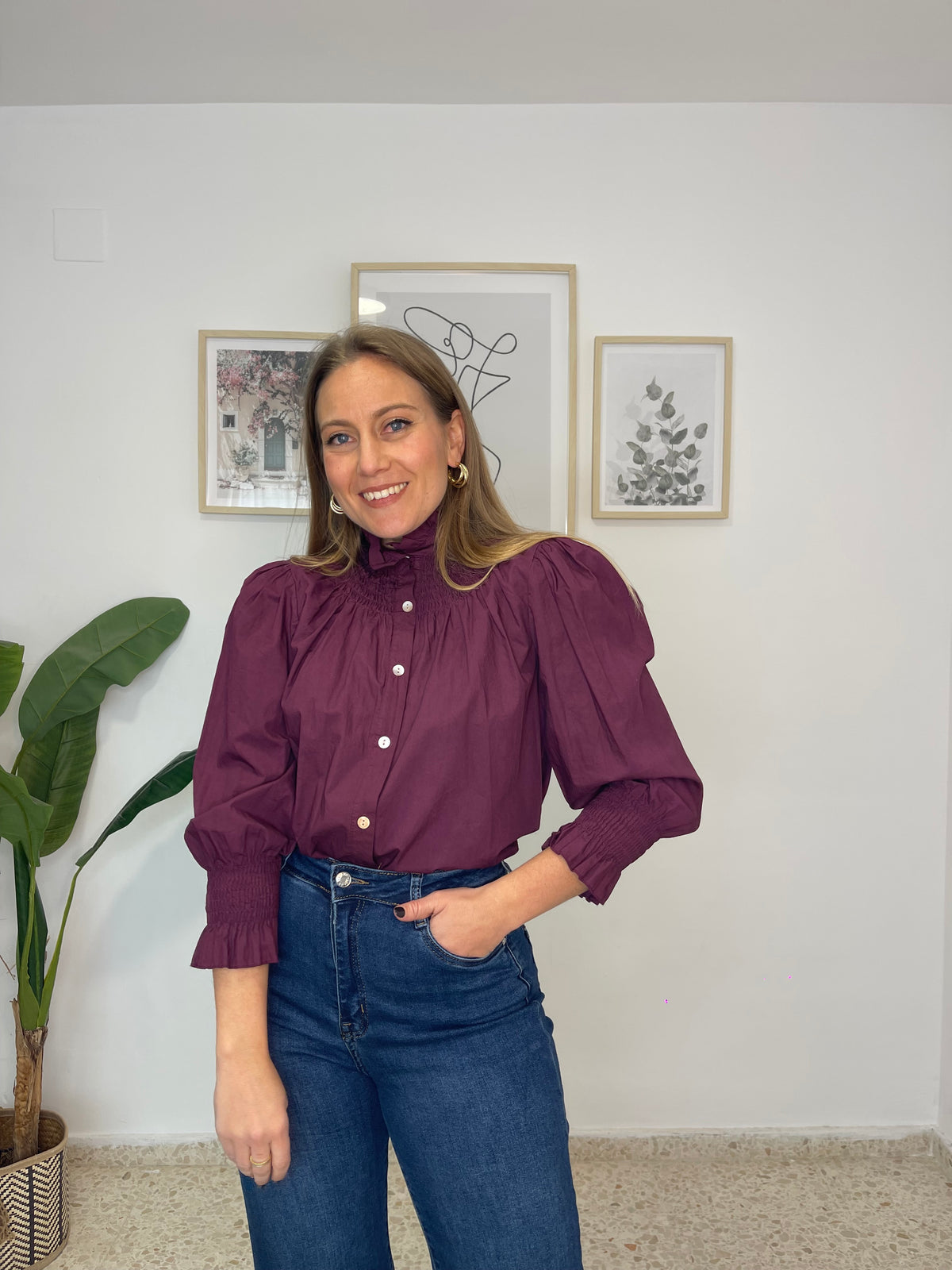 Camisa Piamonte burdeos