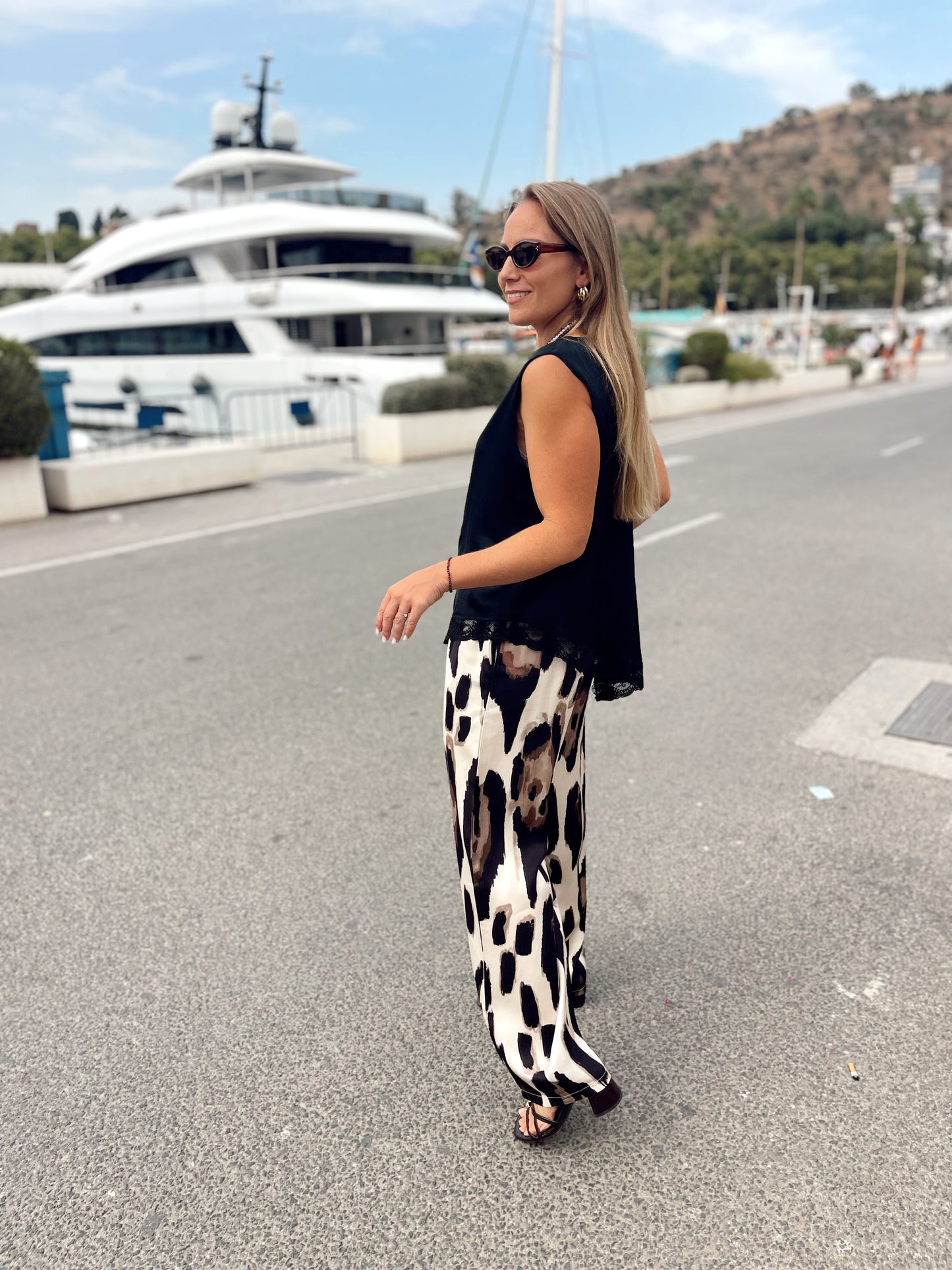 Pantalon goma elastica fluido print