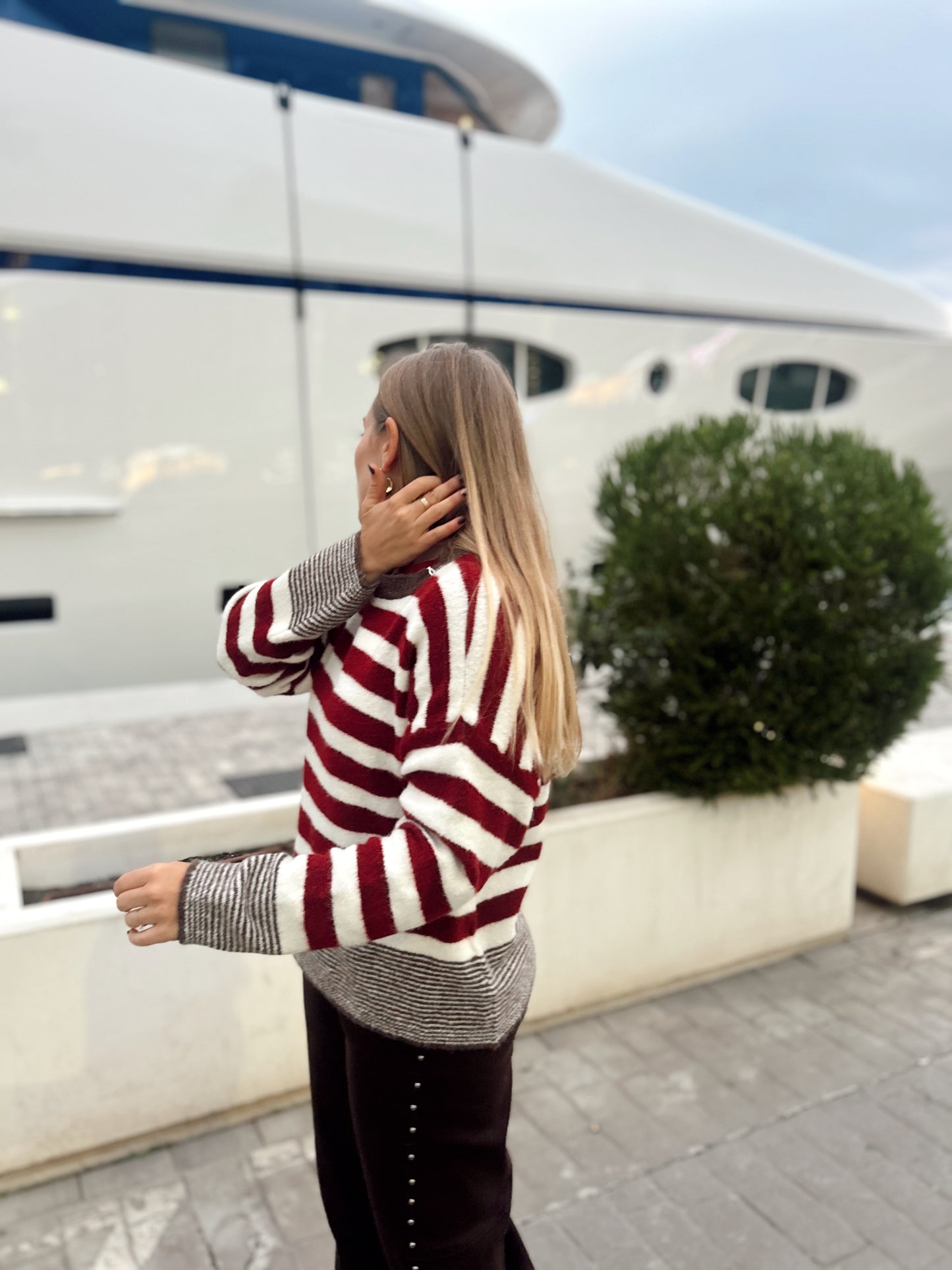 Jersey rayas burdeos