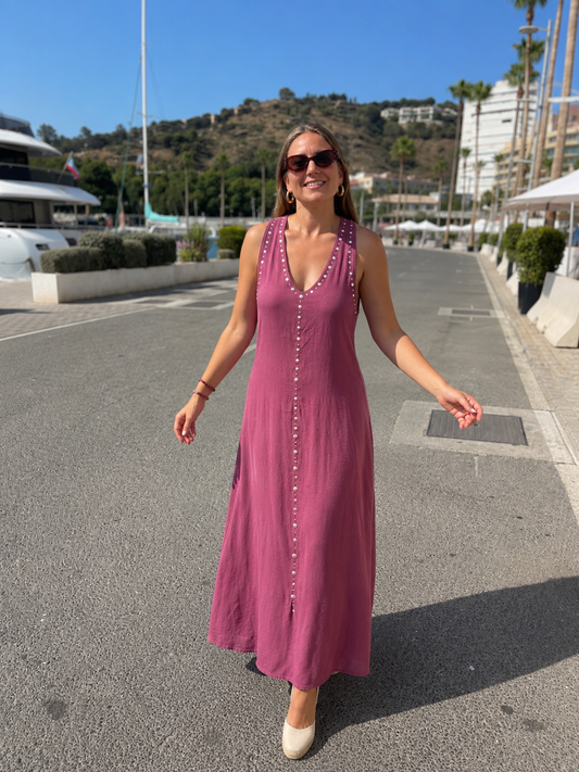 Vestido tachas ariana Rosa