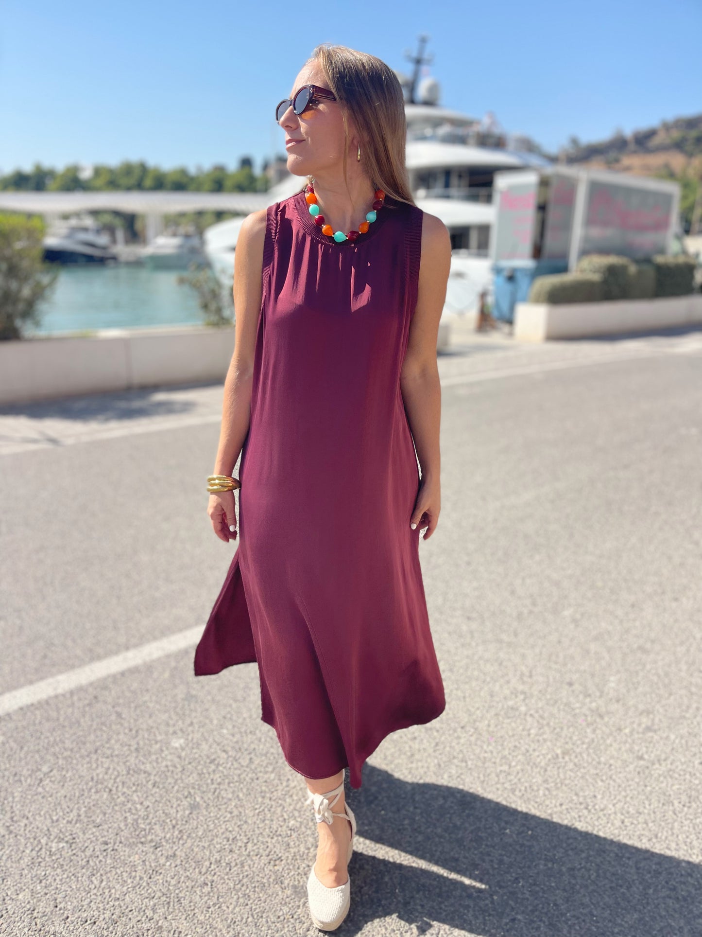 Vestido Luna burdeos
