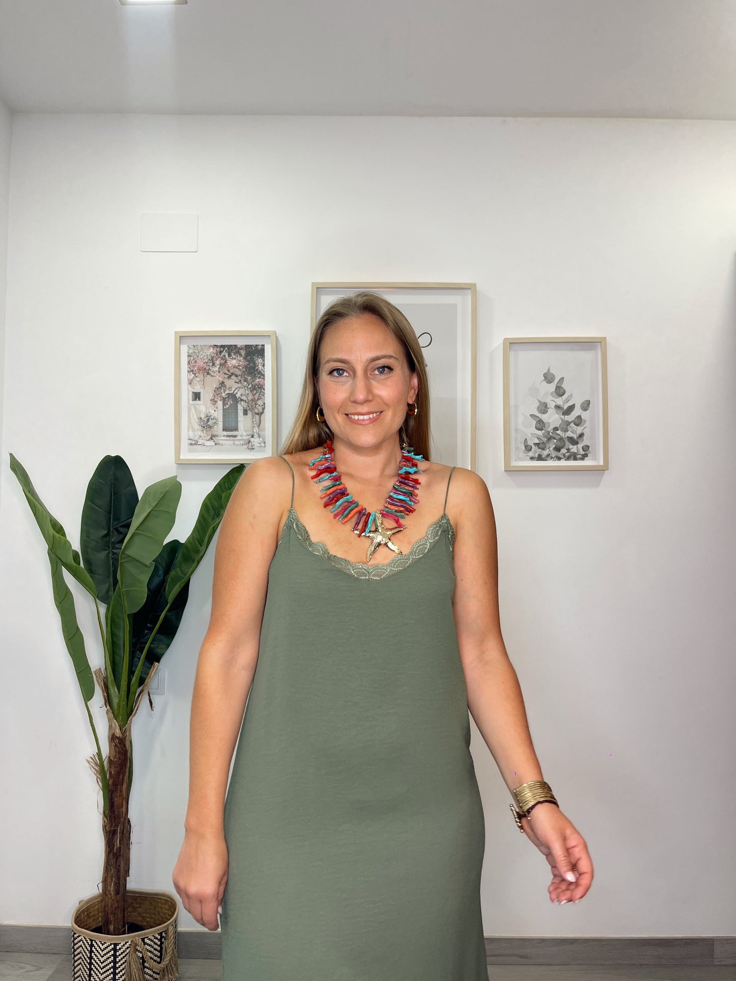 Vestido lencero verde