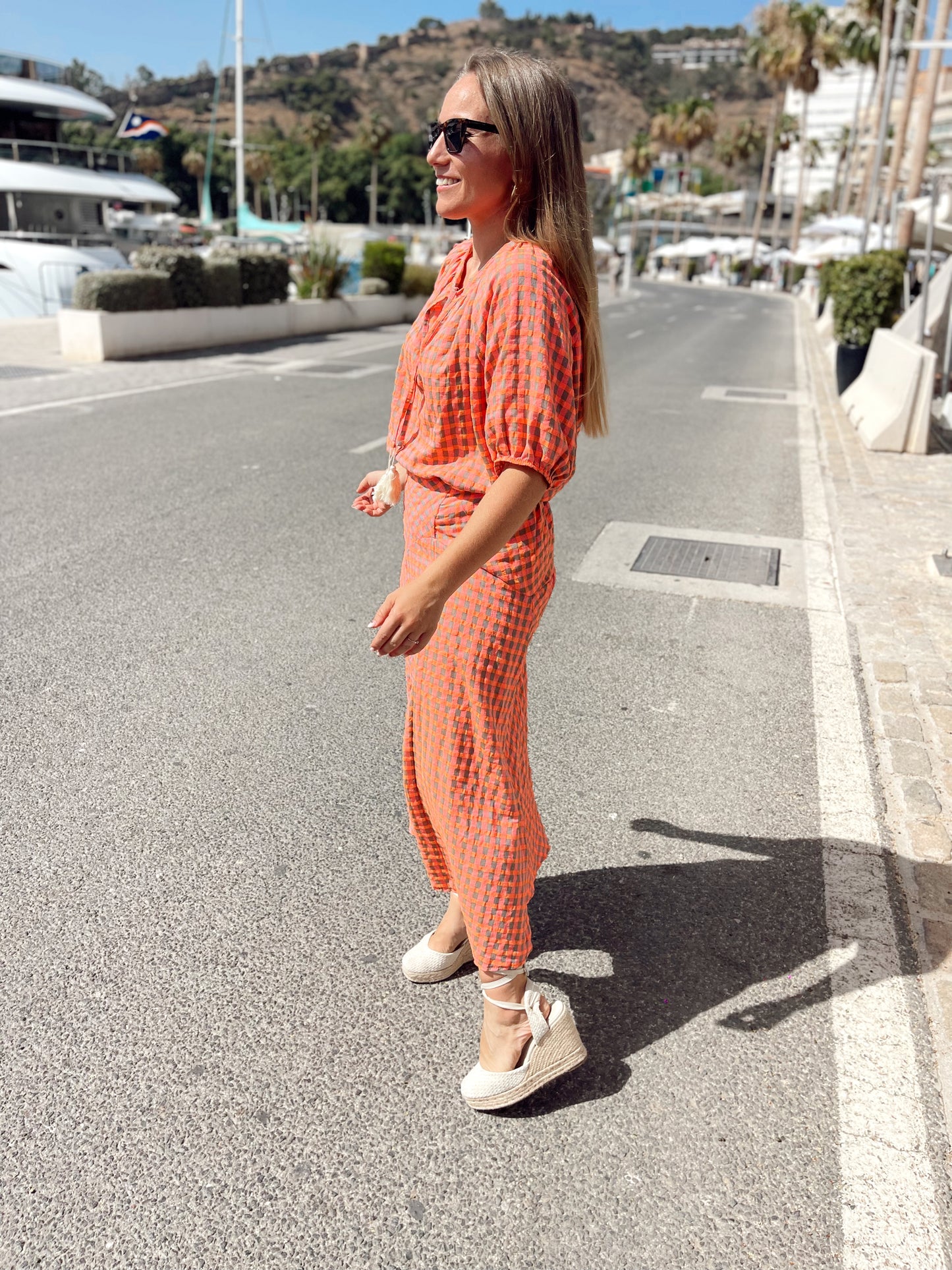 Conjunto cuadros flúor naranja