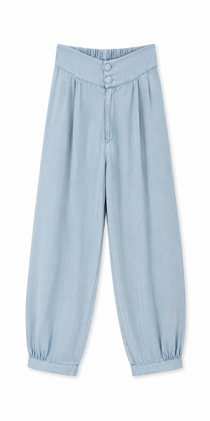 Pantalón bombacho color light denim fluido