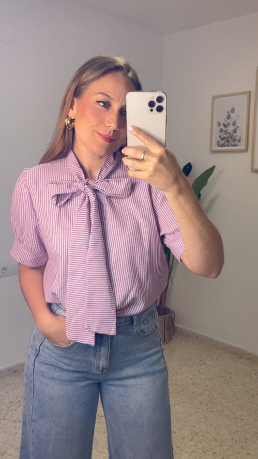 Camisa lazo rayas cherry