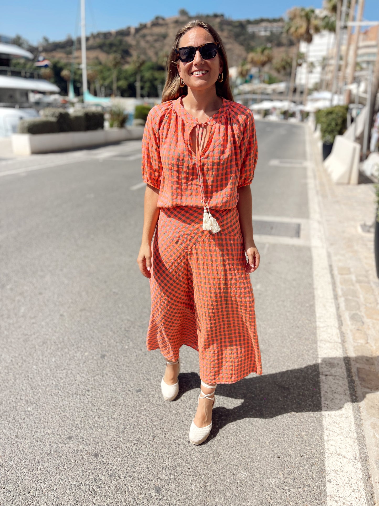 Conjunto cuadros flúor naranja