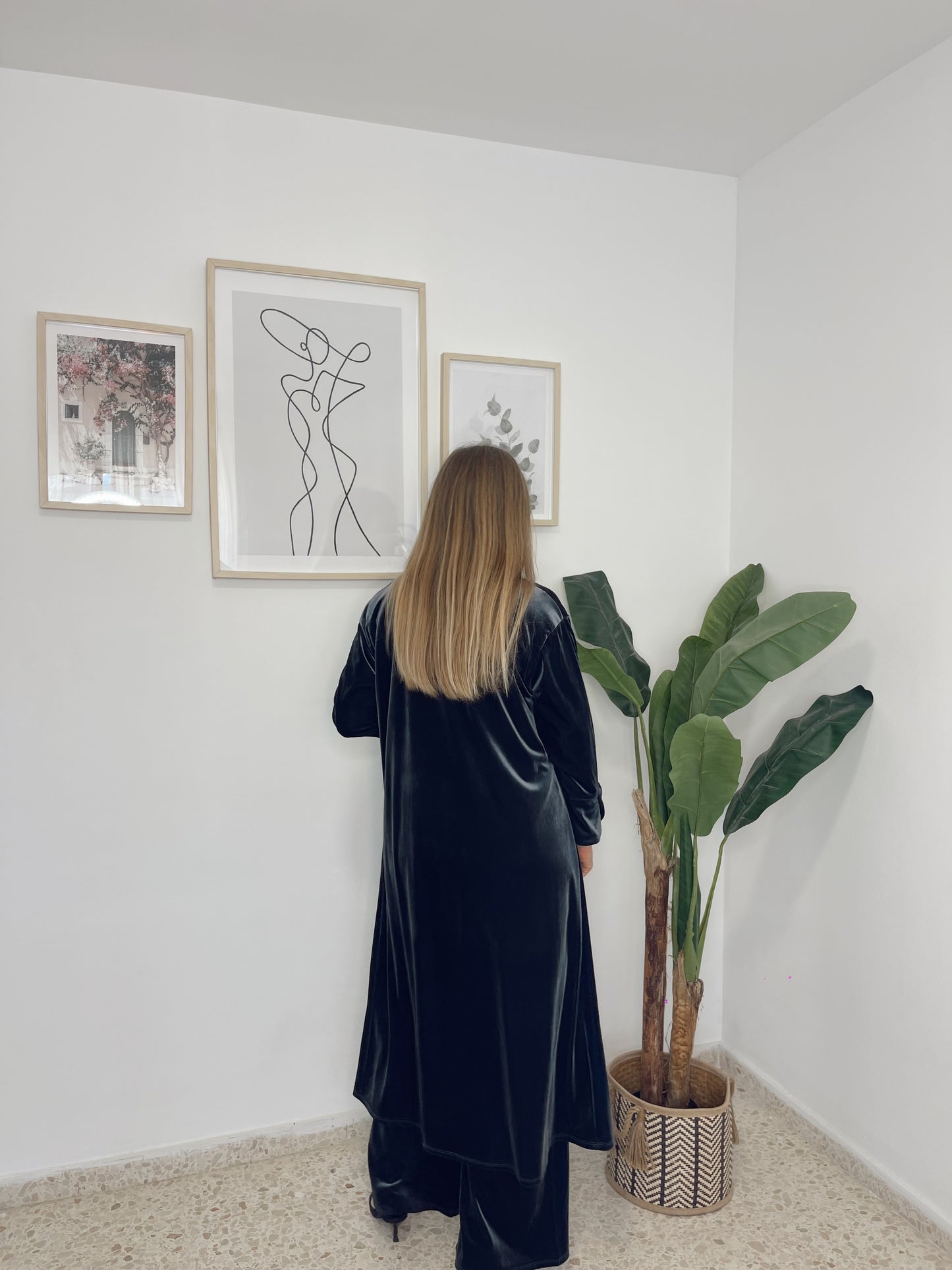 Abrigo largo terciopelo Gris