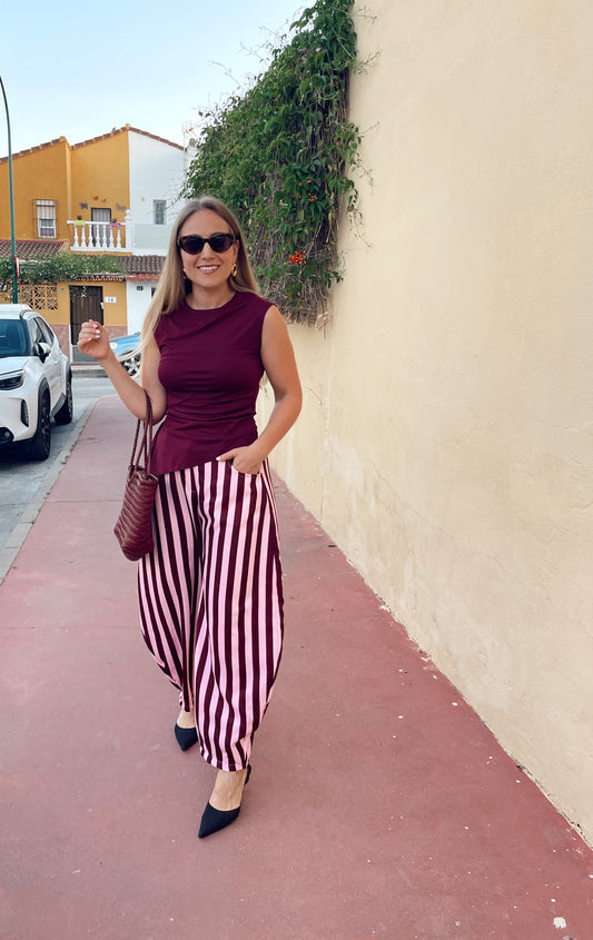 Pantalón barrel rayas rosa (preventa de enviarán el 15 junio)