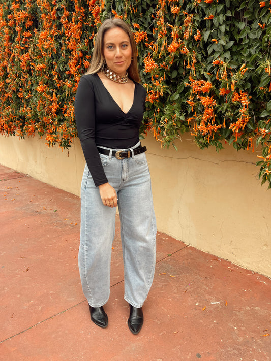 Pantalon Vaquero Barrell elástico