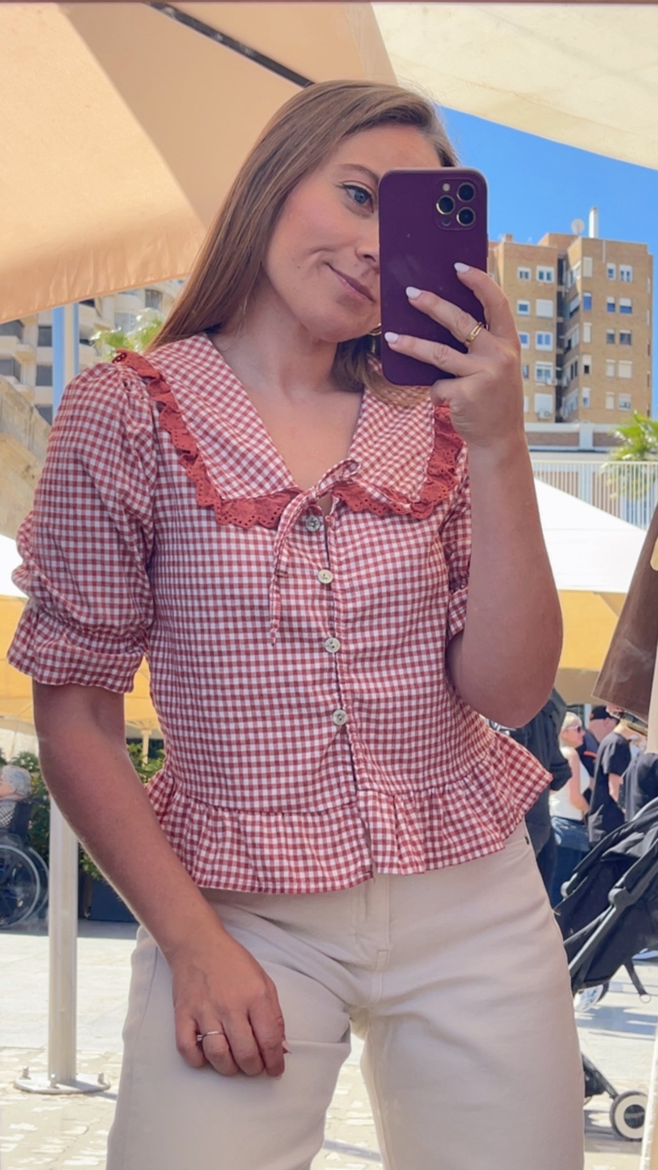 Blusa Vichy bordada