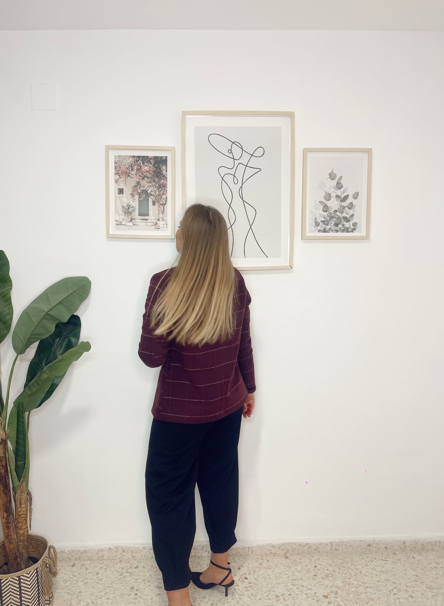 Chaqueta cuadros burdeos