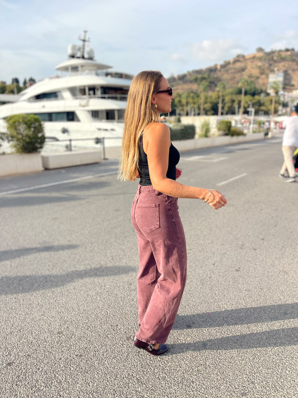 Pantalon Vaquero barrel BURDEOS