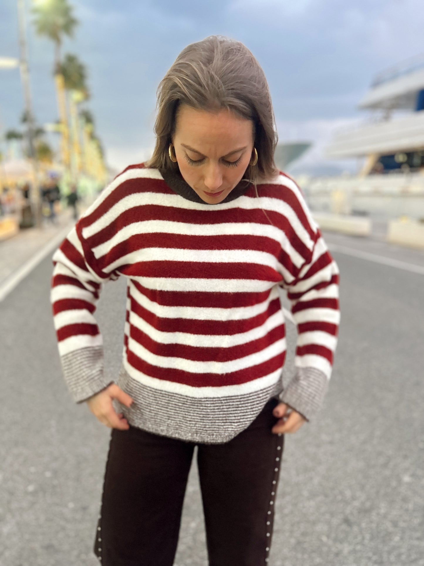 Jersey rayas burdeos