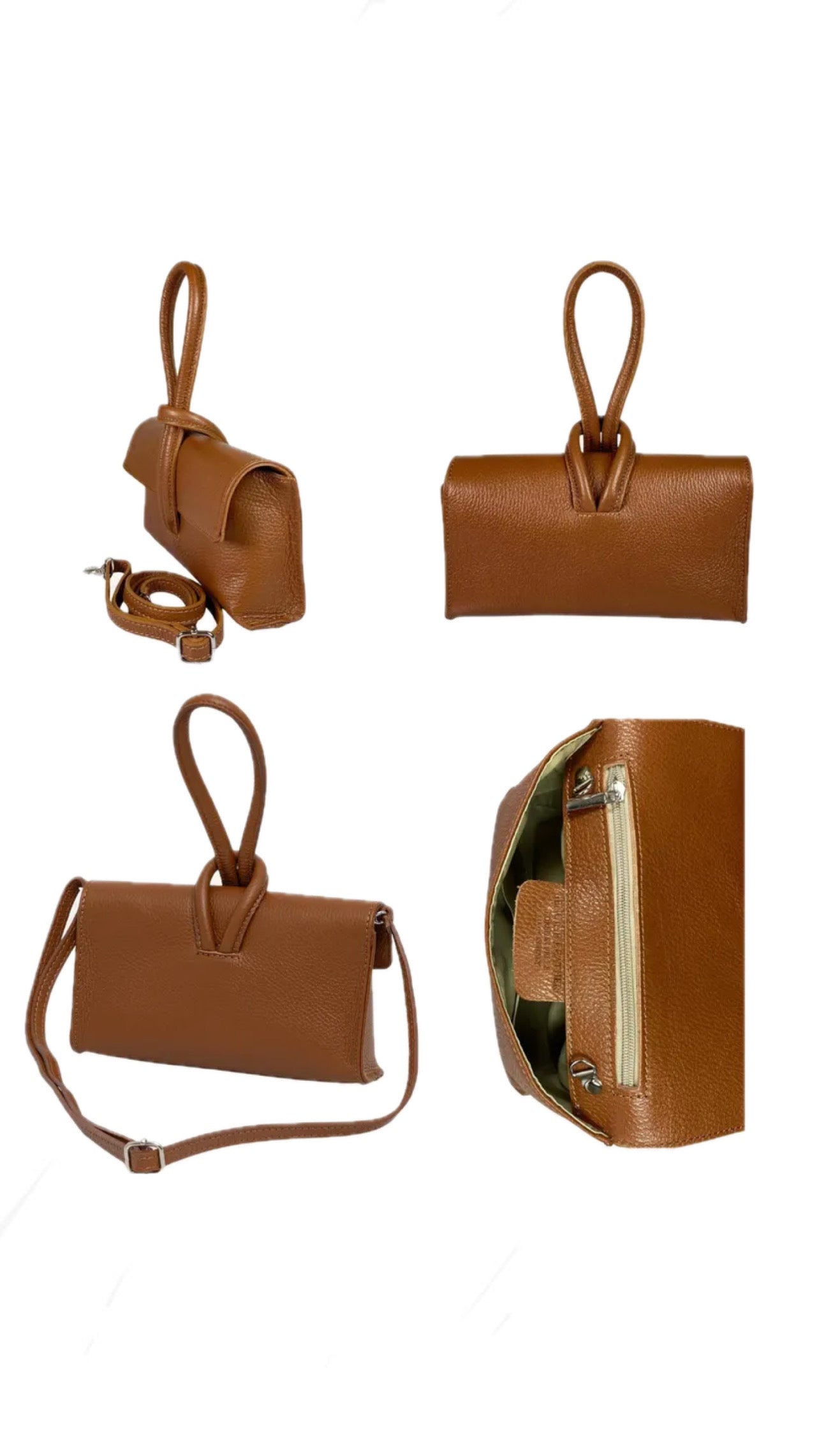 Bolso de mano y bandolera de piel marrón