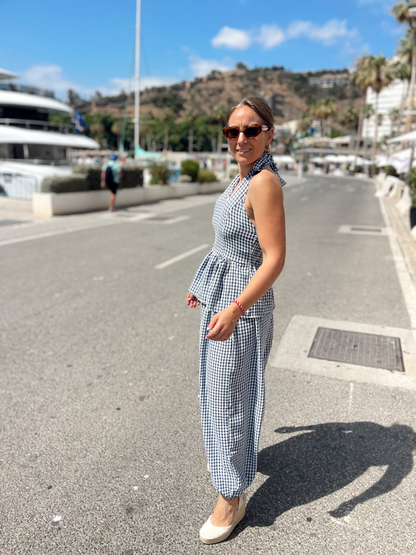 Conjunto Vichy azul marino