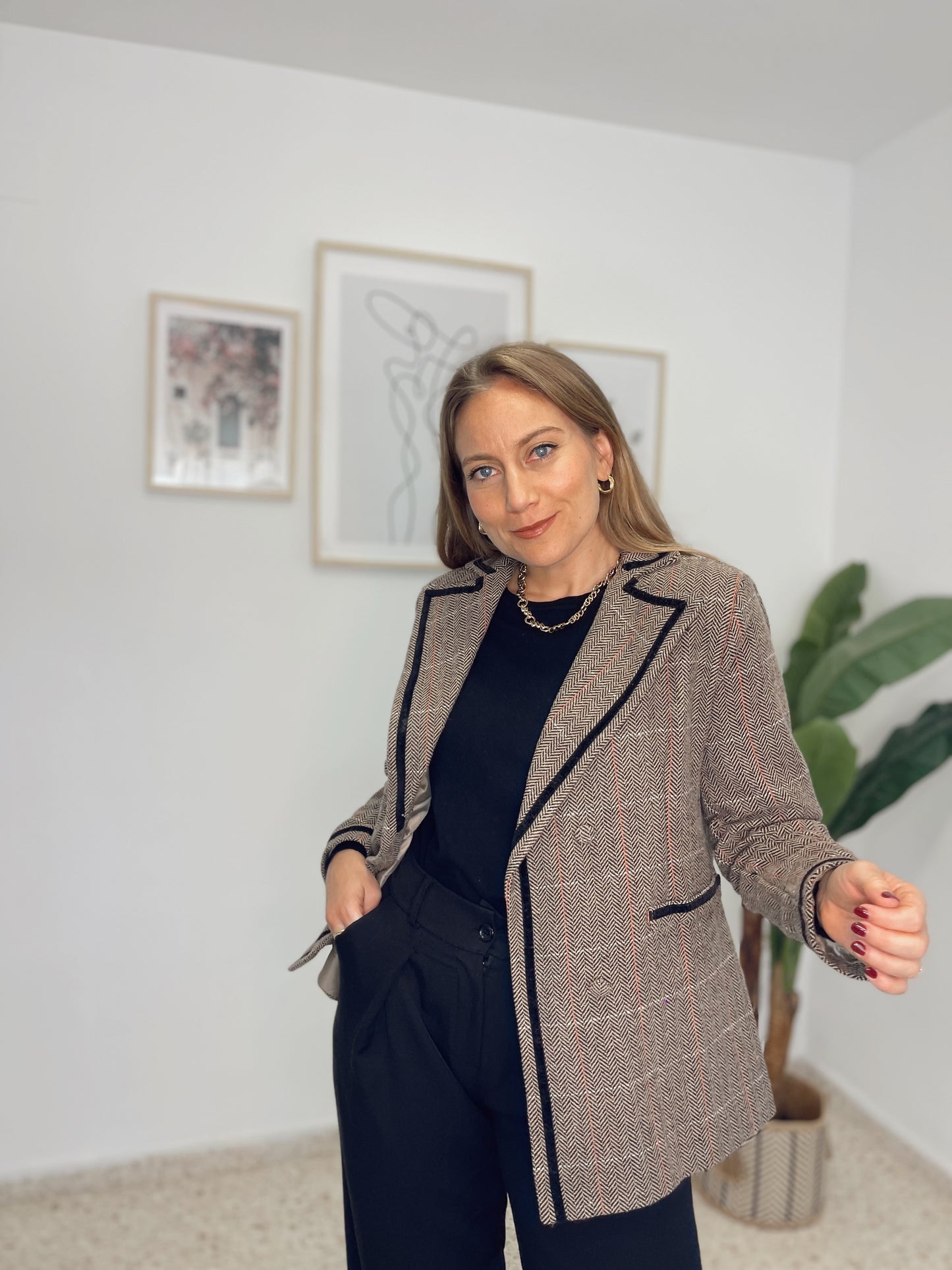 Chaqueta Blazer espiga forrada