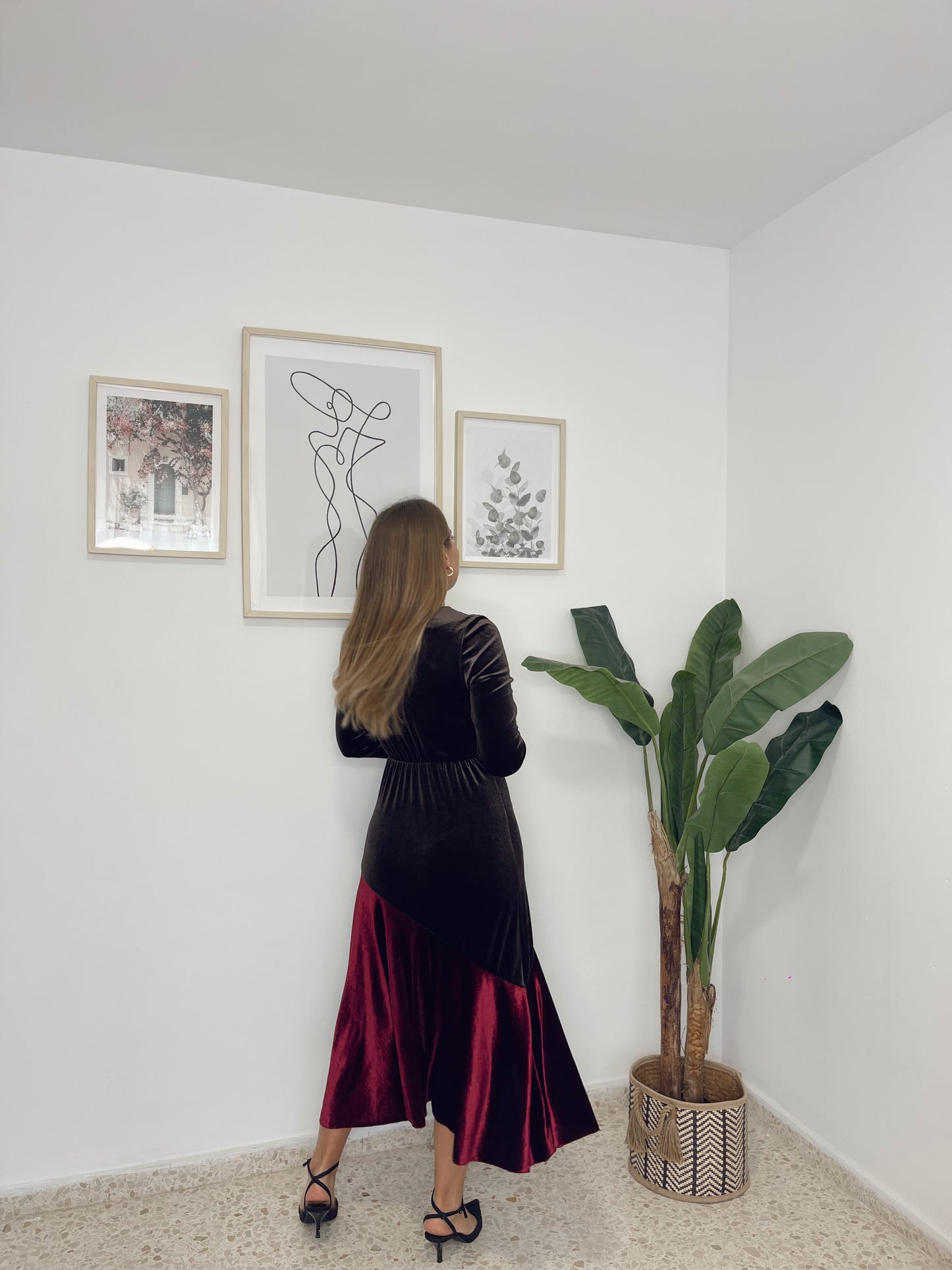 Vestido terciopelo asimétrico