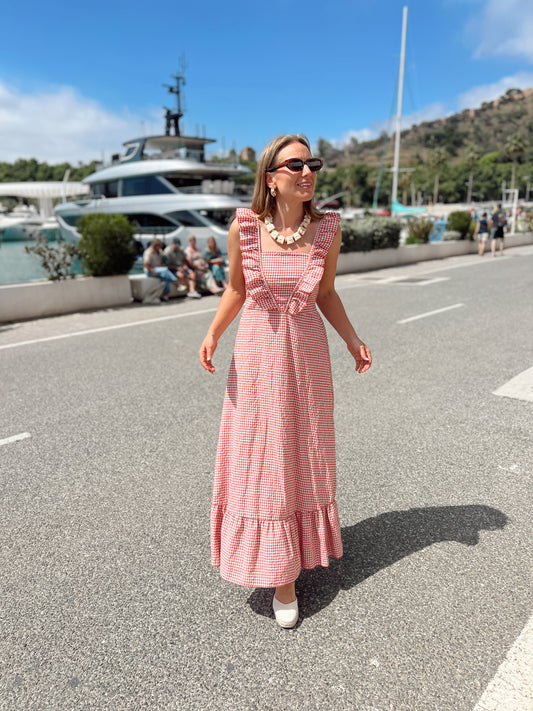 Vestido vichy teja