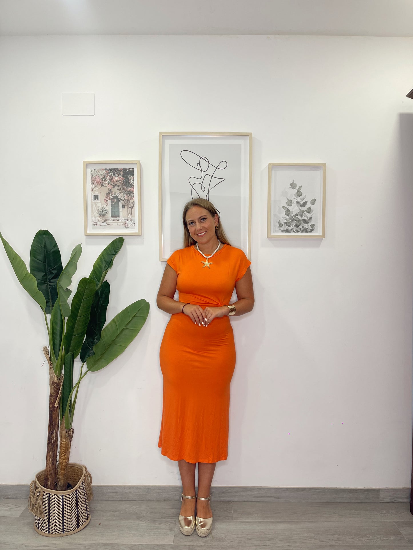 Vestido nudo naranja