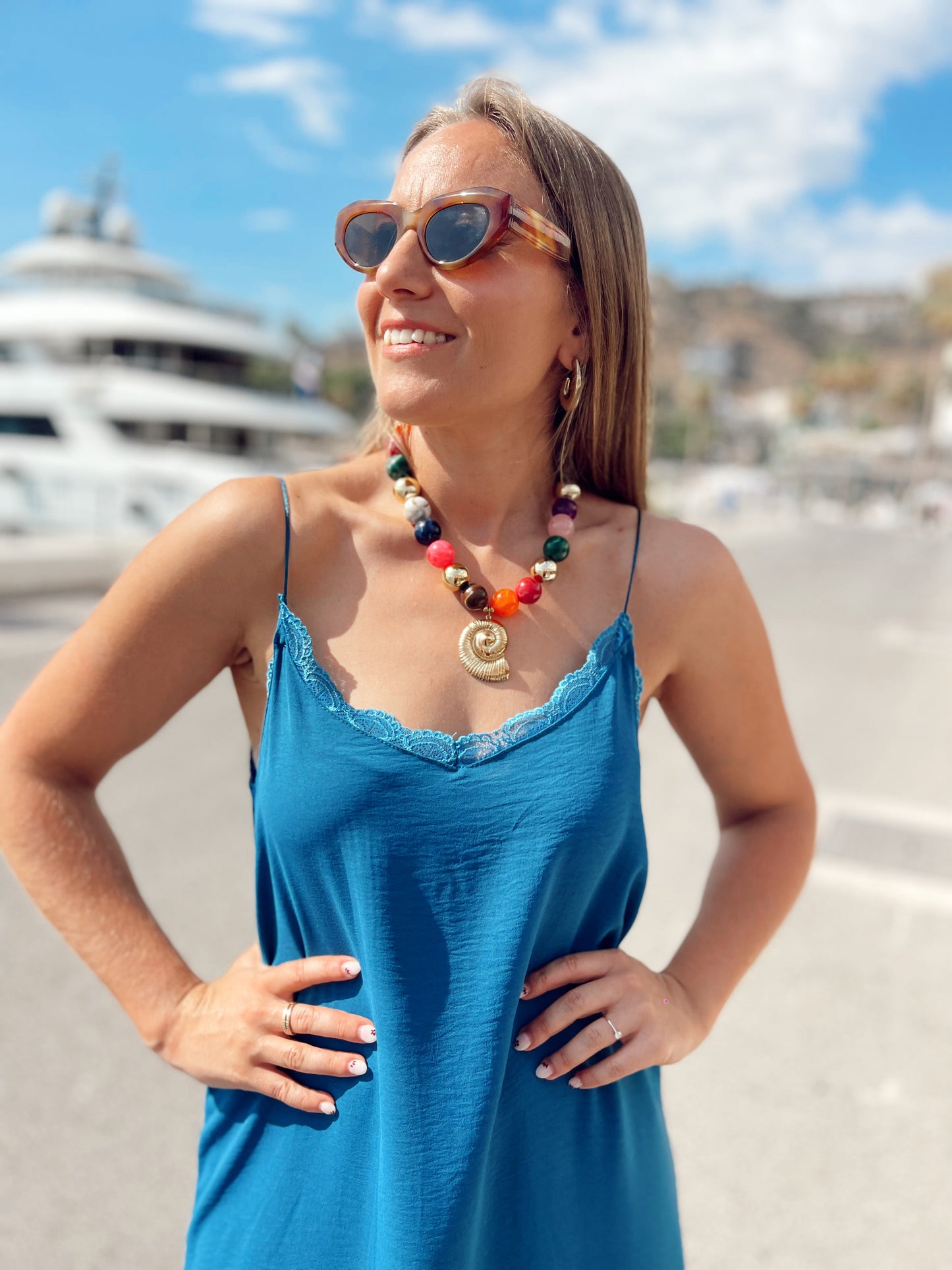 Vestido lencero azul