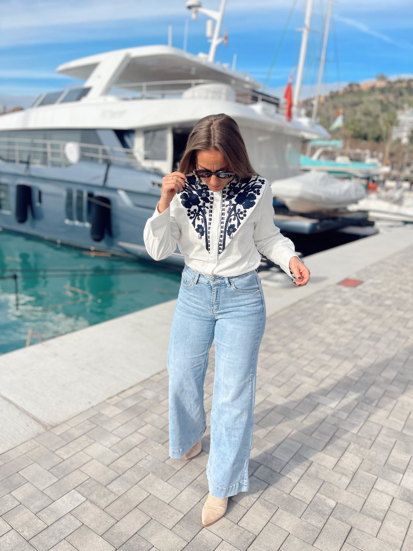 Vaquero elástico light blue