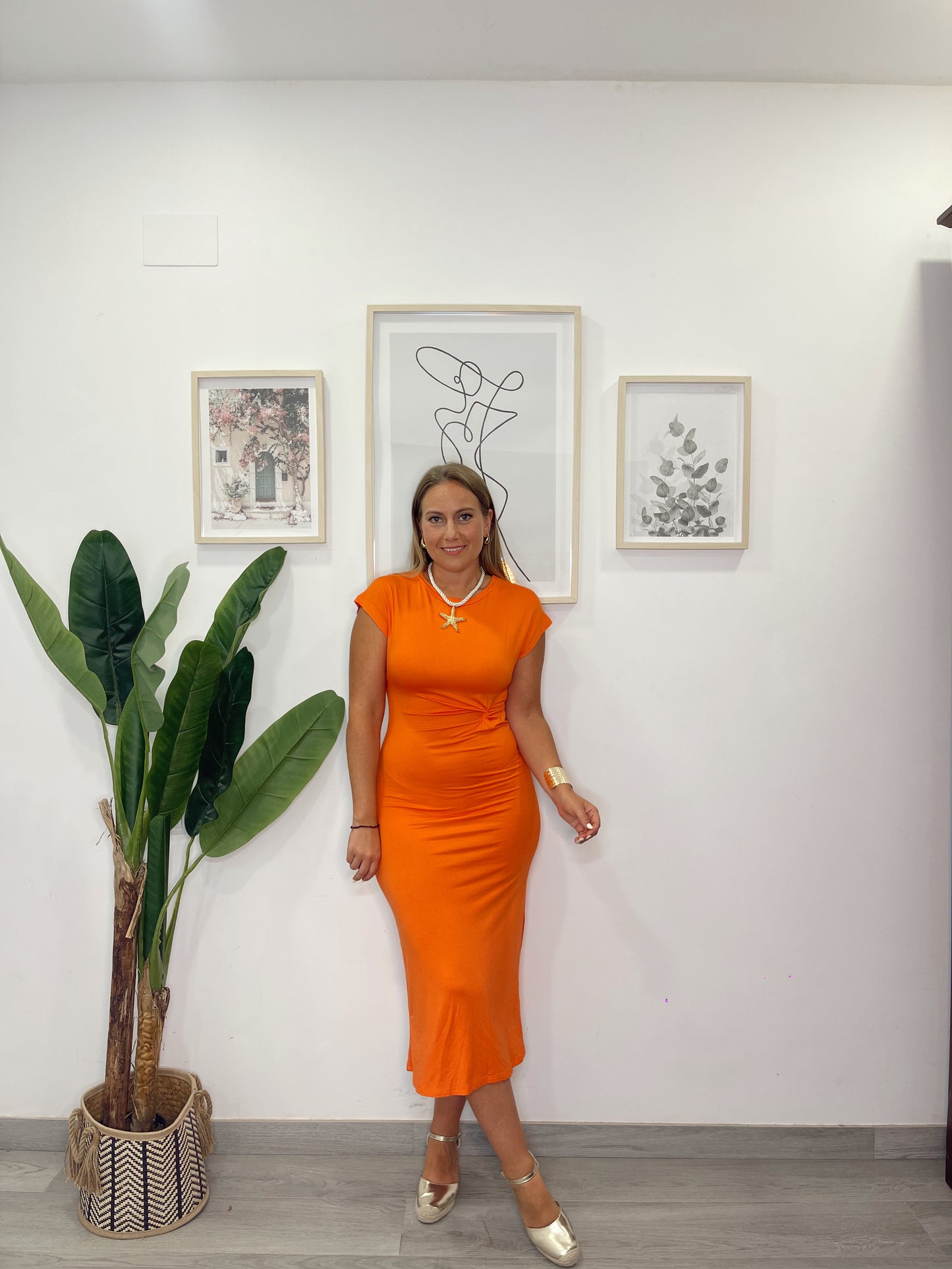 Vestido nudo naranja