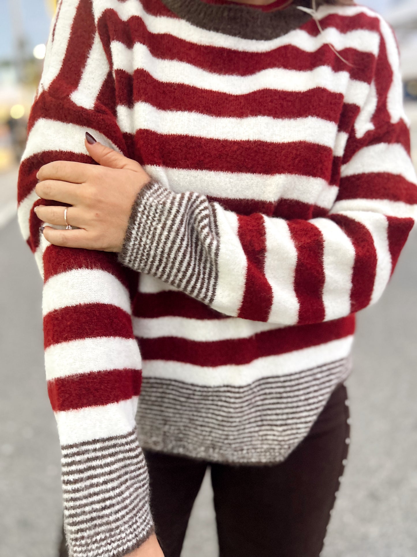 Jersey rayas burdeos