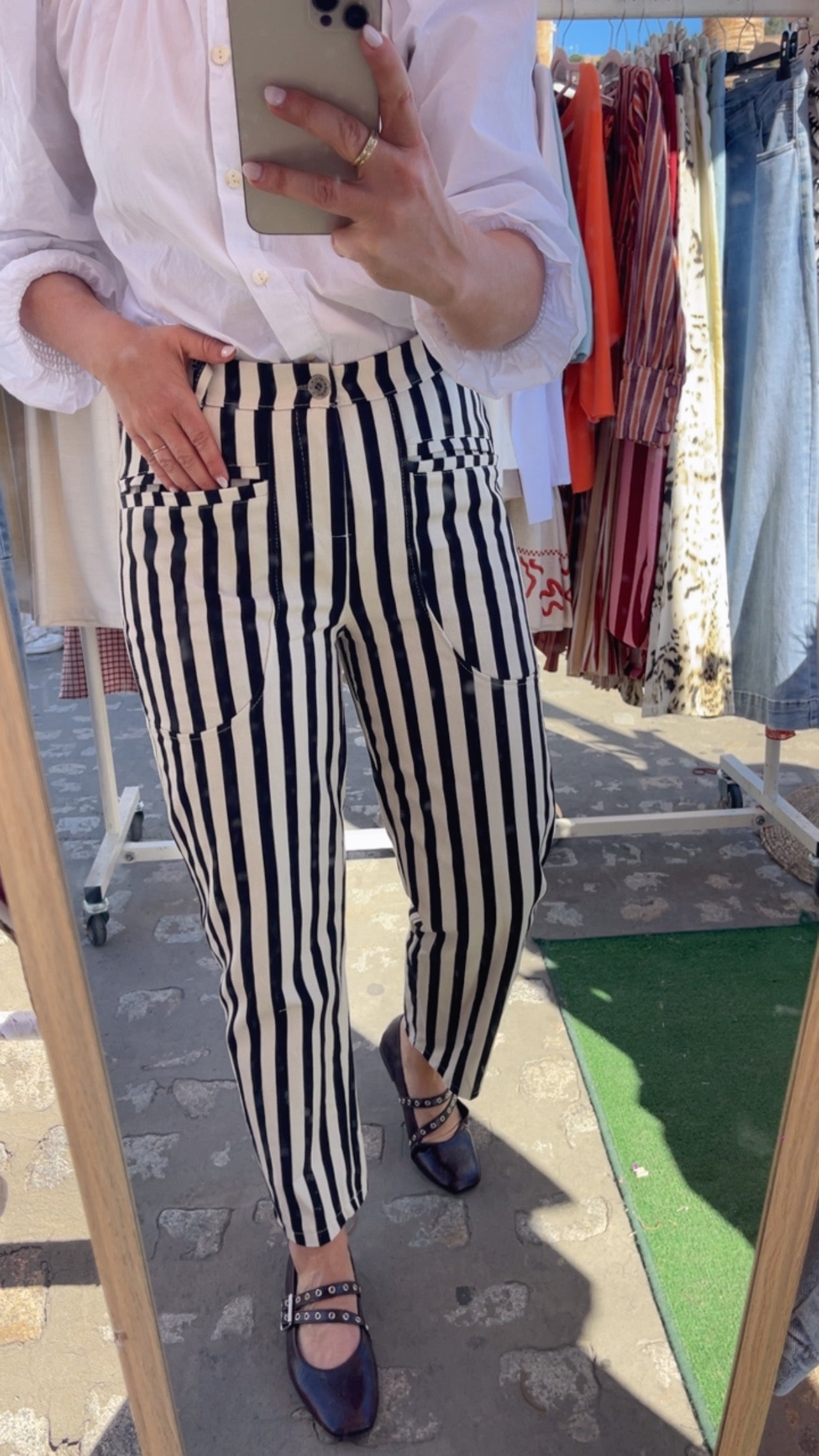 Pantalón rayas Elisa blanco y negro